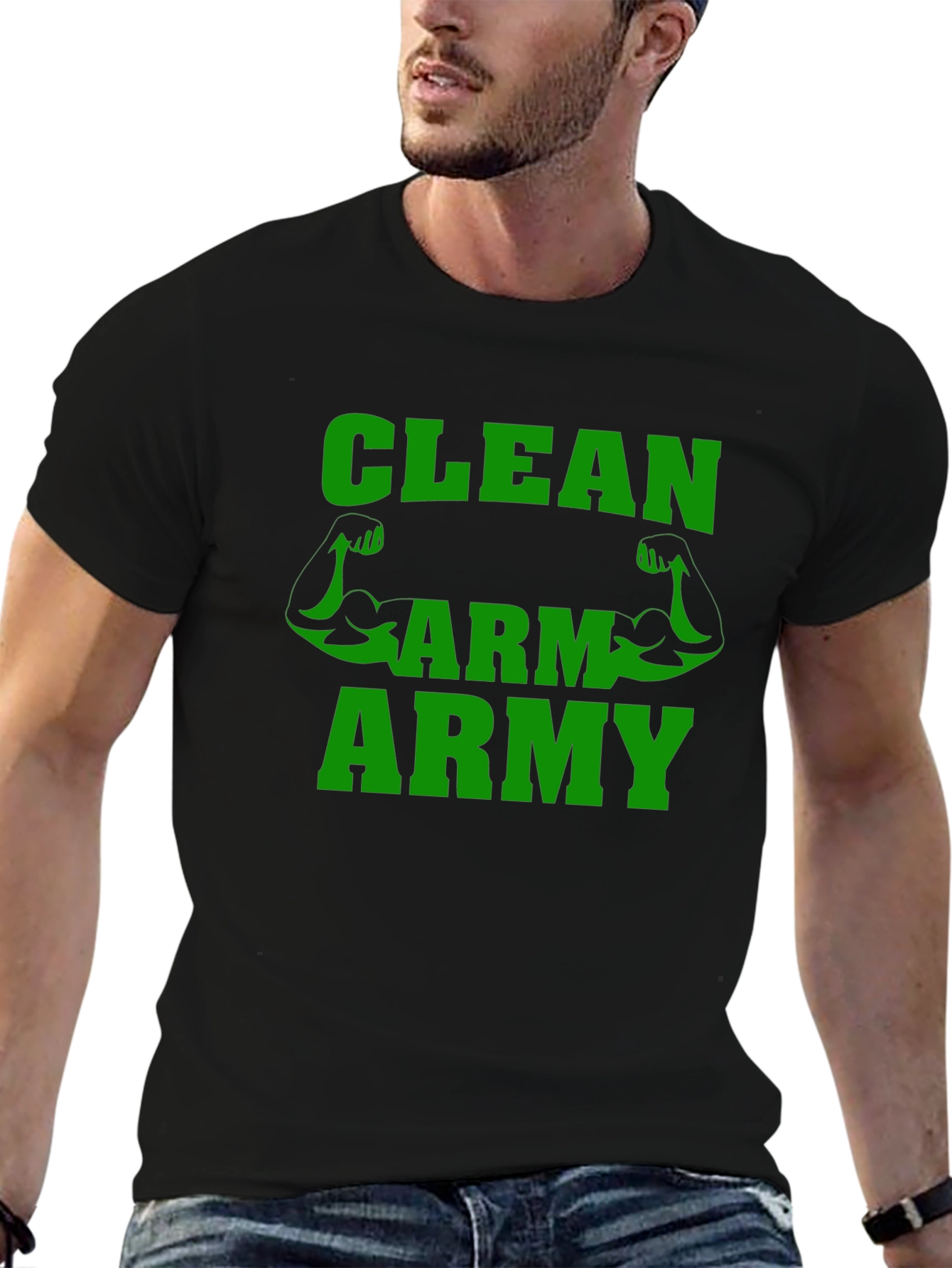Clean Arm Army T-Shirt Gym Fitness