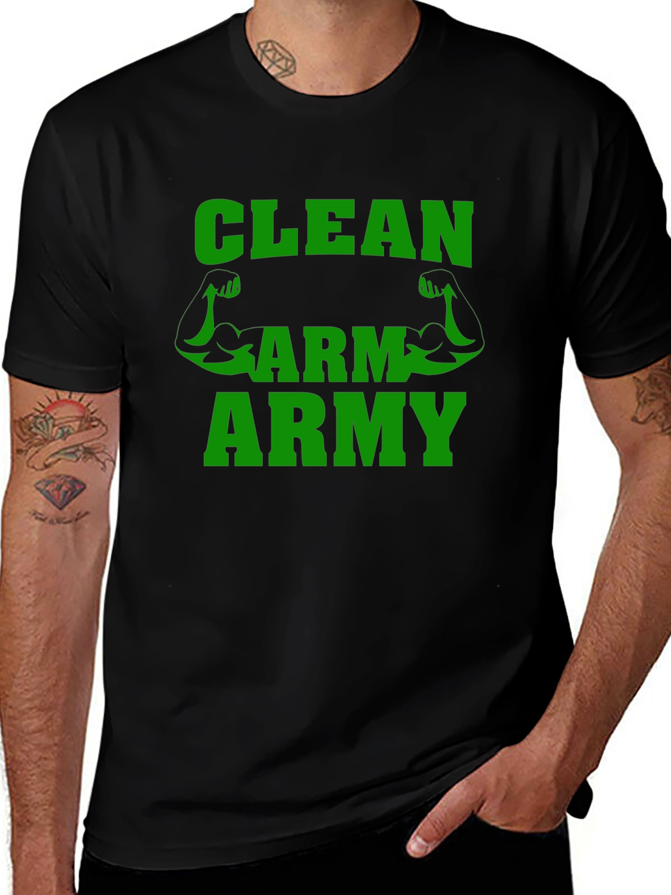 Clean Arm Army T-Shirt Gym Fitness