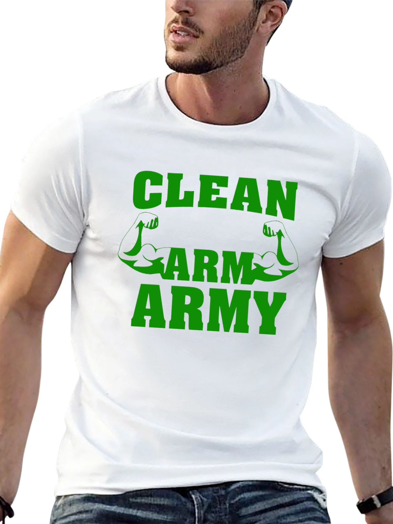 Clean Arm Army T-Shirt Gym Fitness
