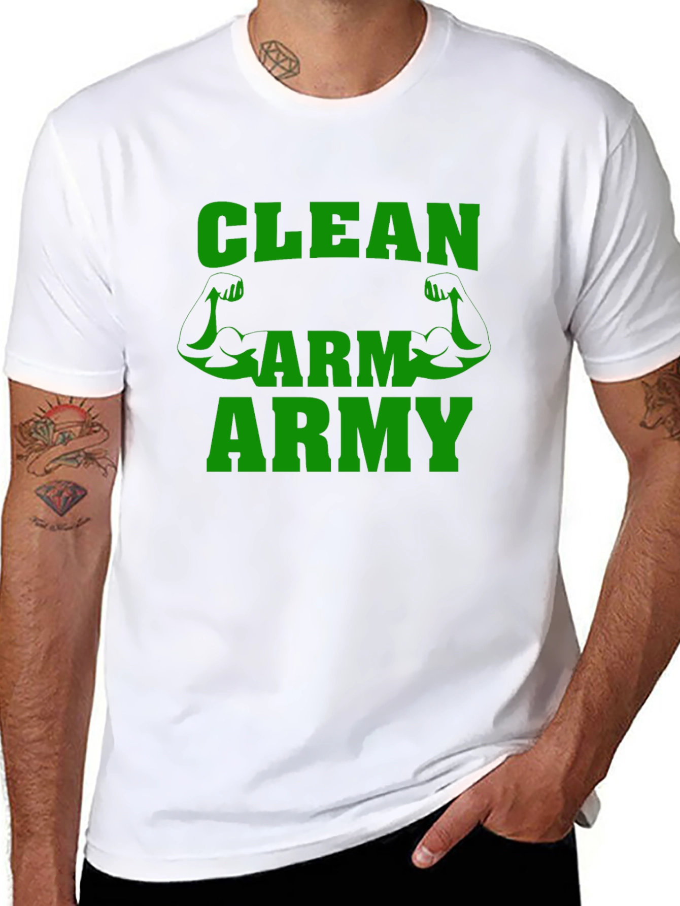 Clean Arm Army T-Shirt Gym Fitness