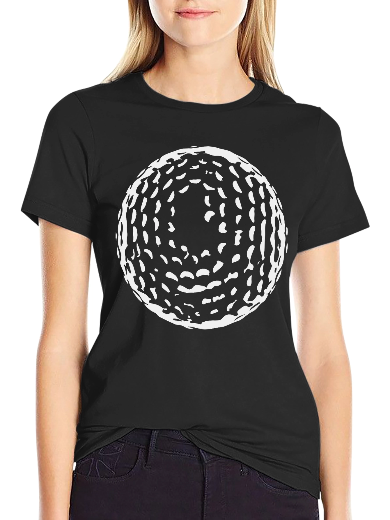 Abstract Circle Graphic Tee - Modern Black T-Shirt