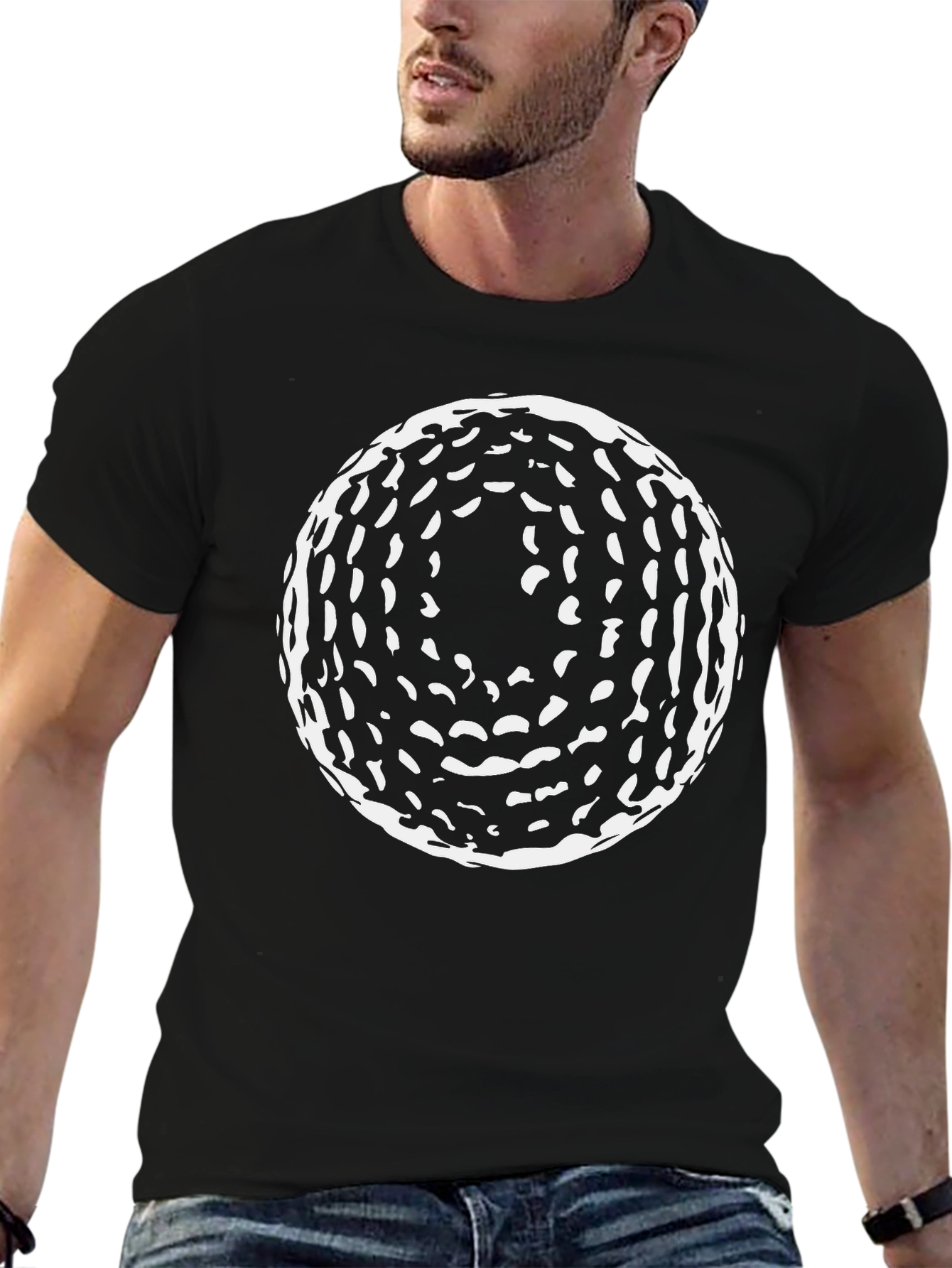 Abstract Circle Graphic Tee - Modern Black T-Shirt