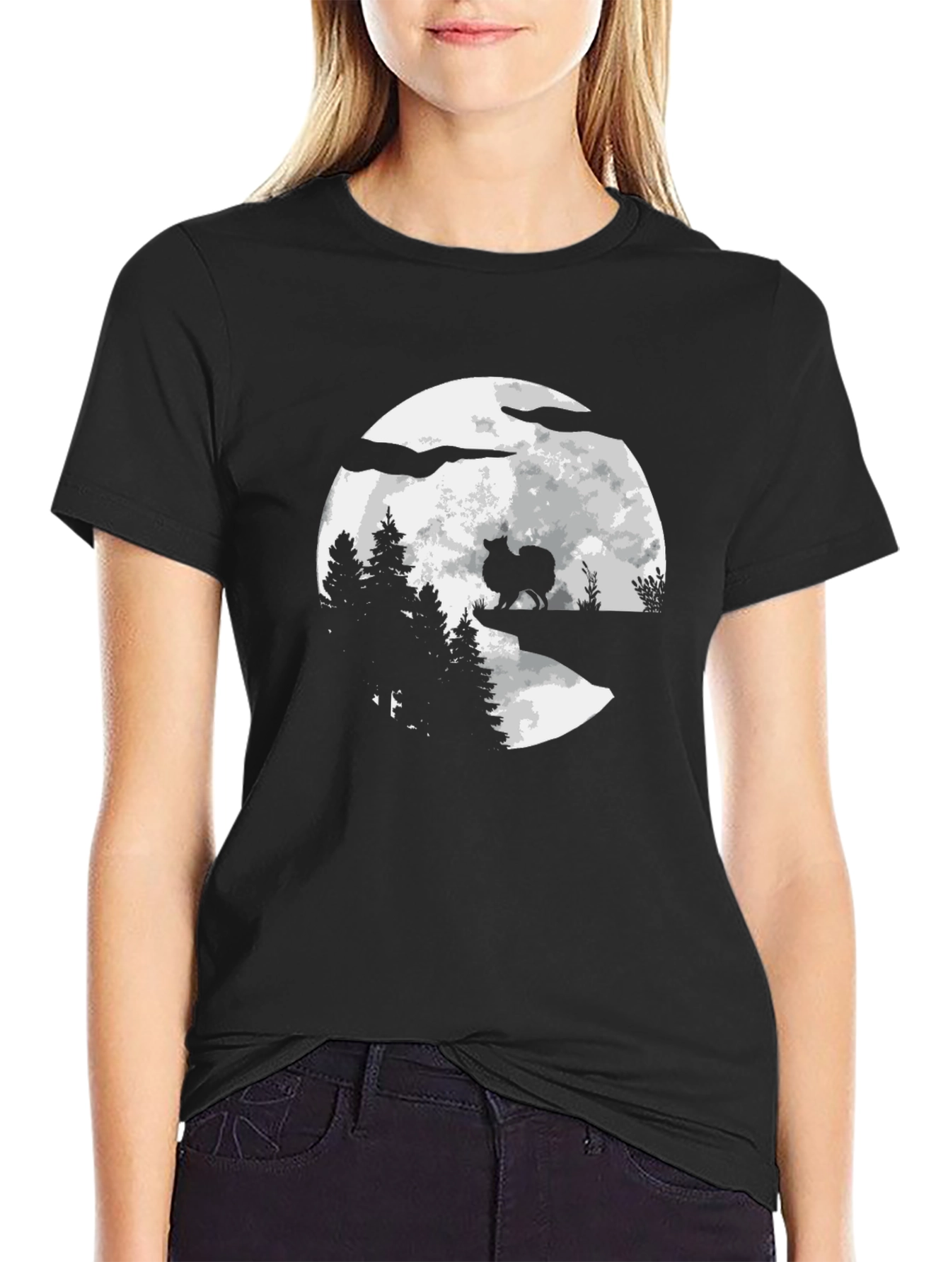 Moonlit Dog Graphic Tee - Mens Black T-Shirt