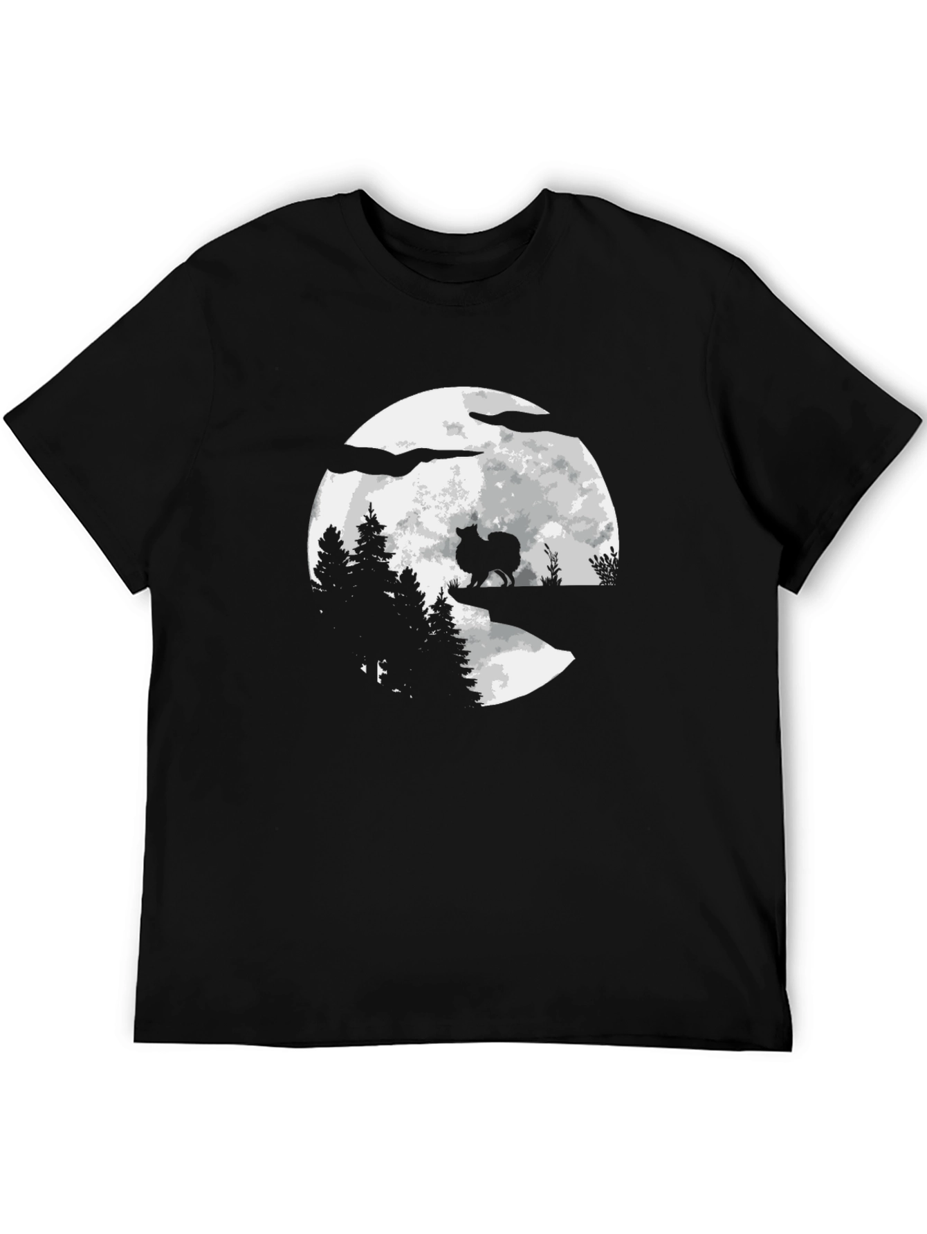 Moonlit Dog Graphic Tee - Mens Black T-Shirt
