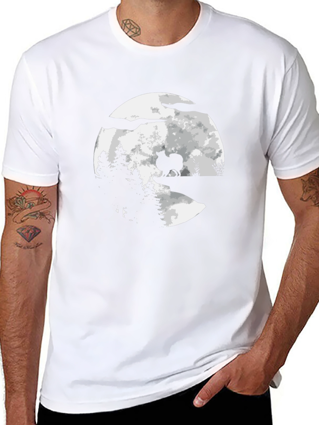 Moonlit Dog Graphic Tee - Mens Black T-Shirt