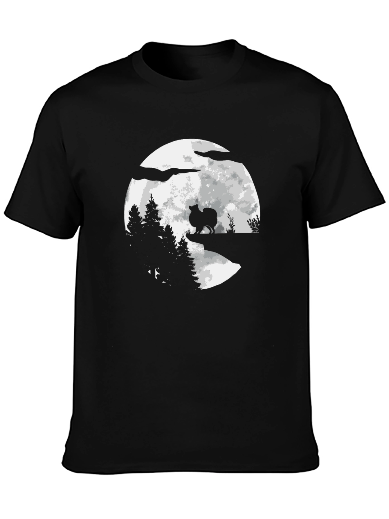 Moonlit Dog Graphic Tee - Mens Black T-Shirt
