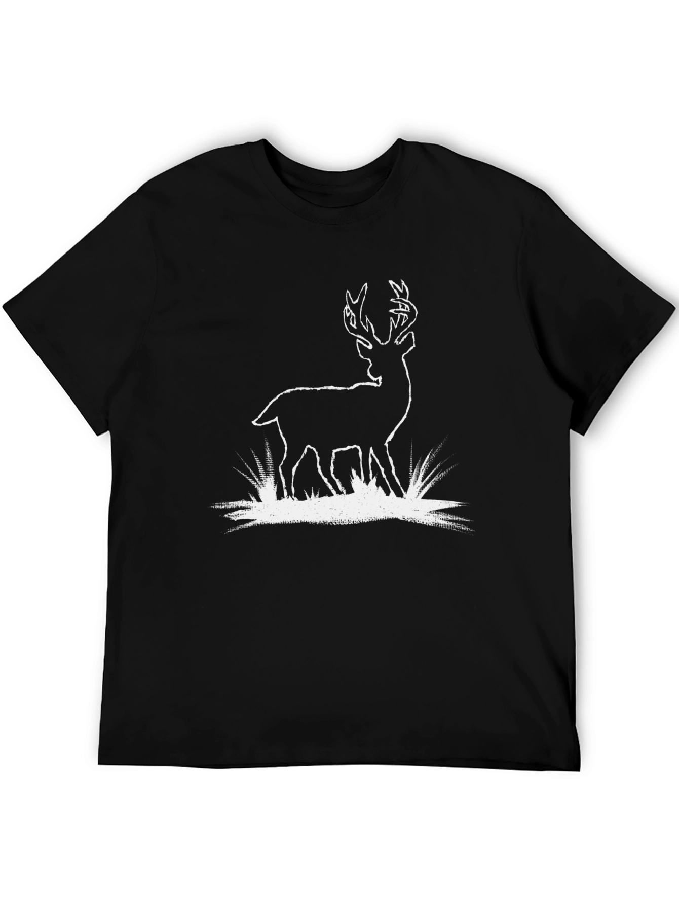 Deer Graphic Tee - Black Cotton T-Shirt