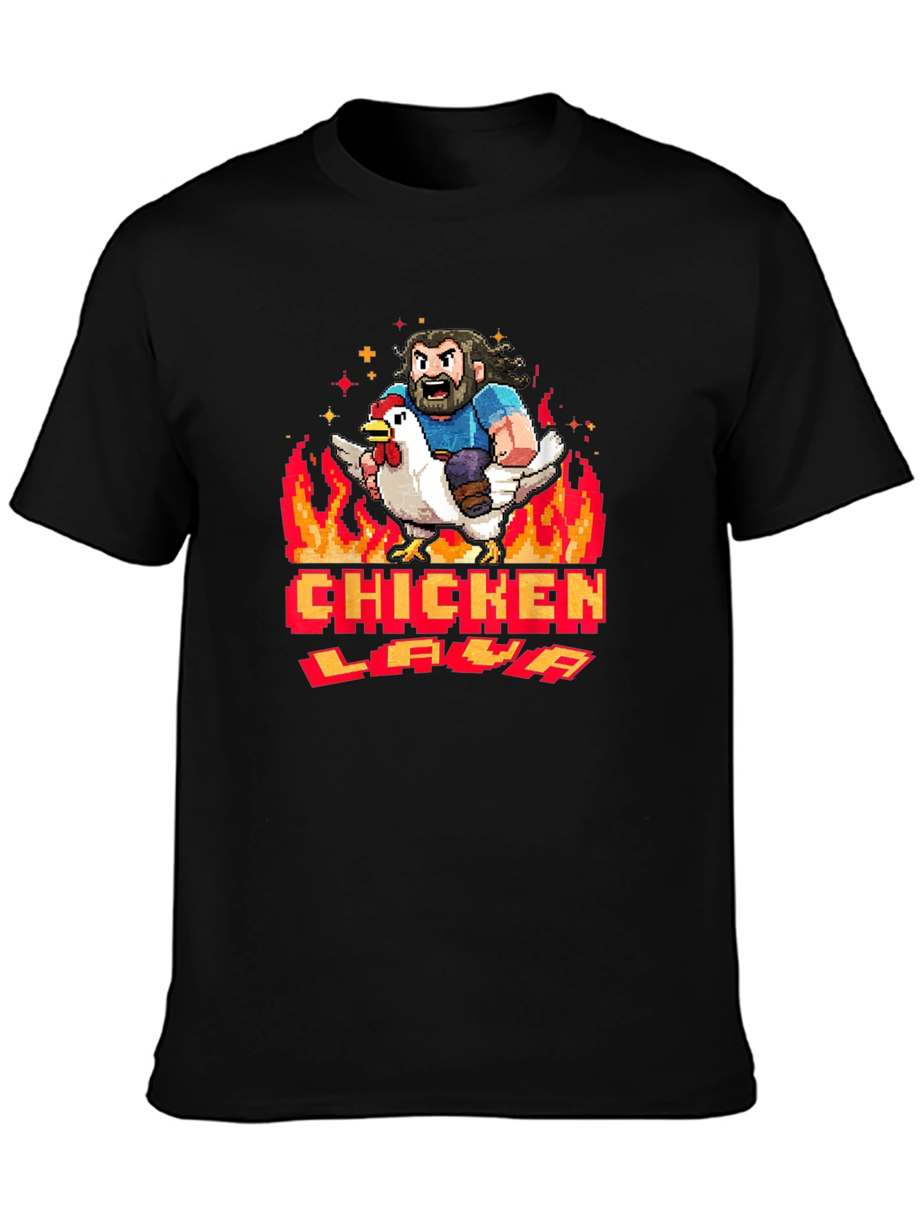 Chicken Lava Graphic Tee - Black Cotton T-Shirt