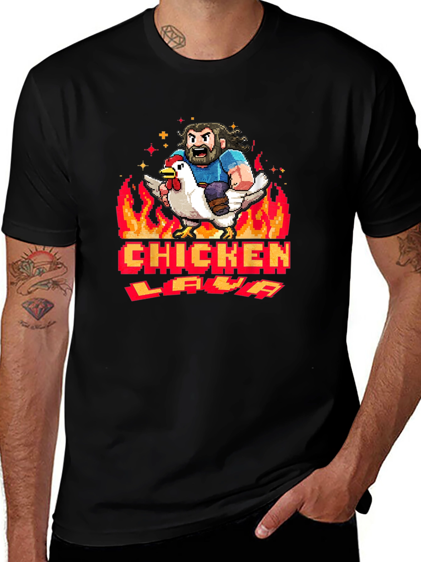Chicken Lava Graphic Tee - Black Cotton T-Shirt