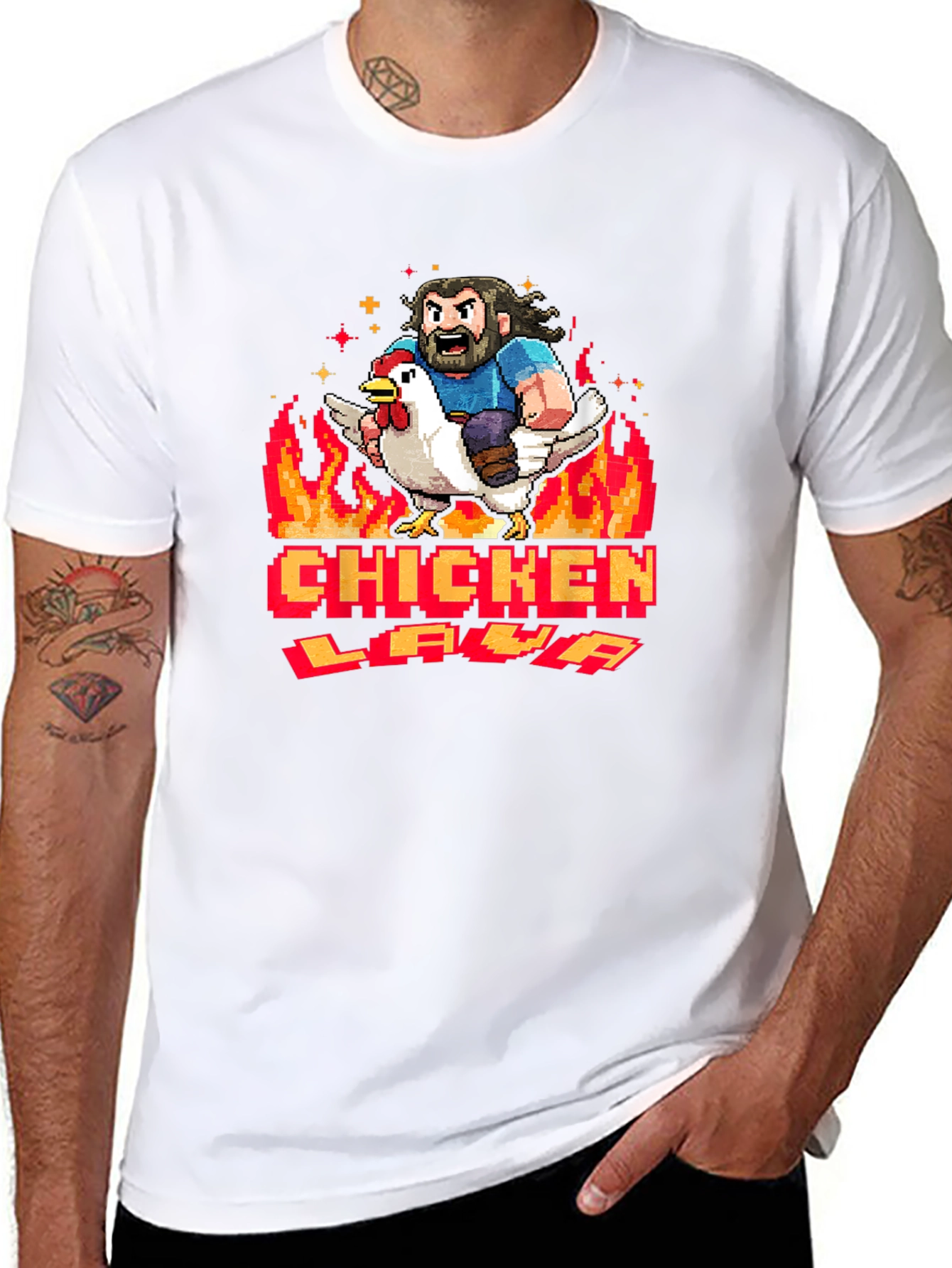 Chicken Lava Graphic Tee - Black Cotton T-Shirt
