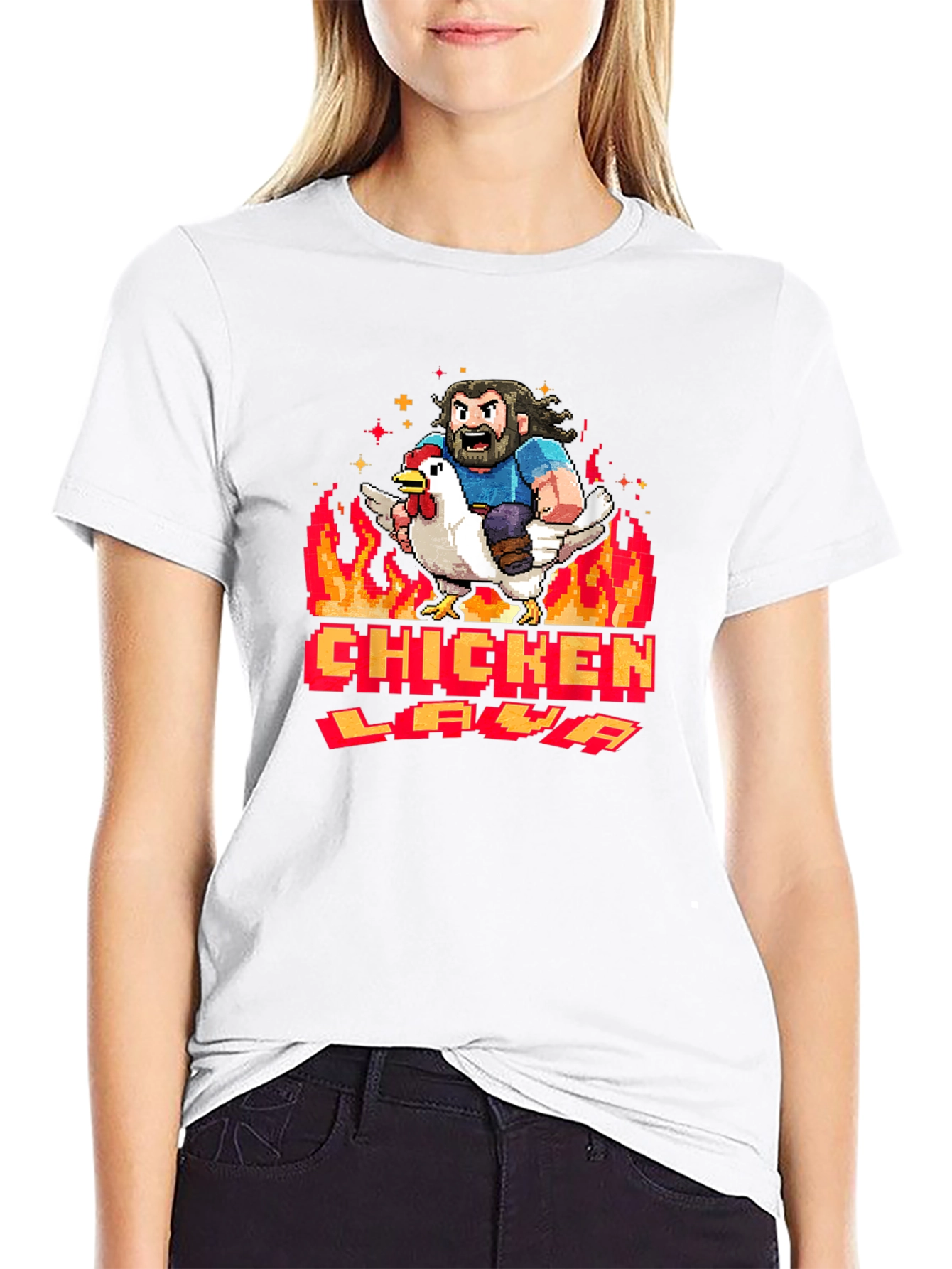 Chicken Lava Graphic Tee - Black Cotton T-Shirt