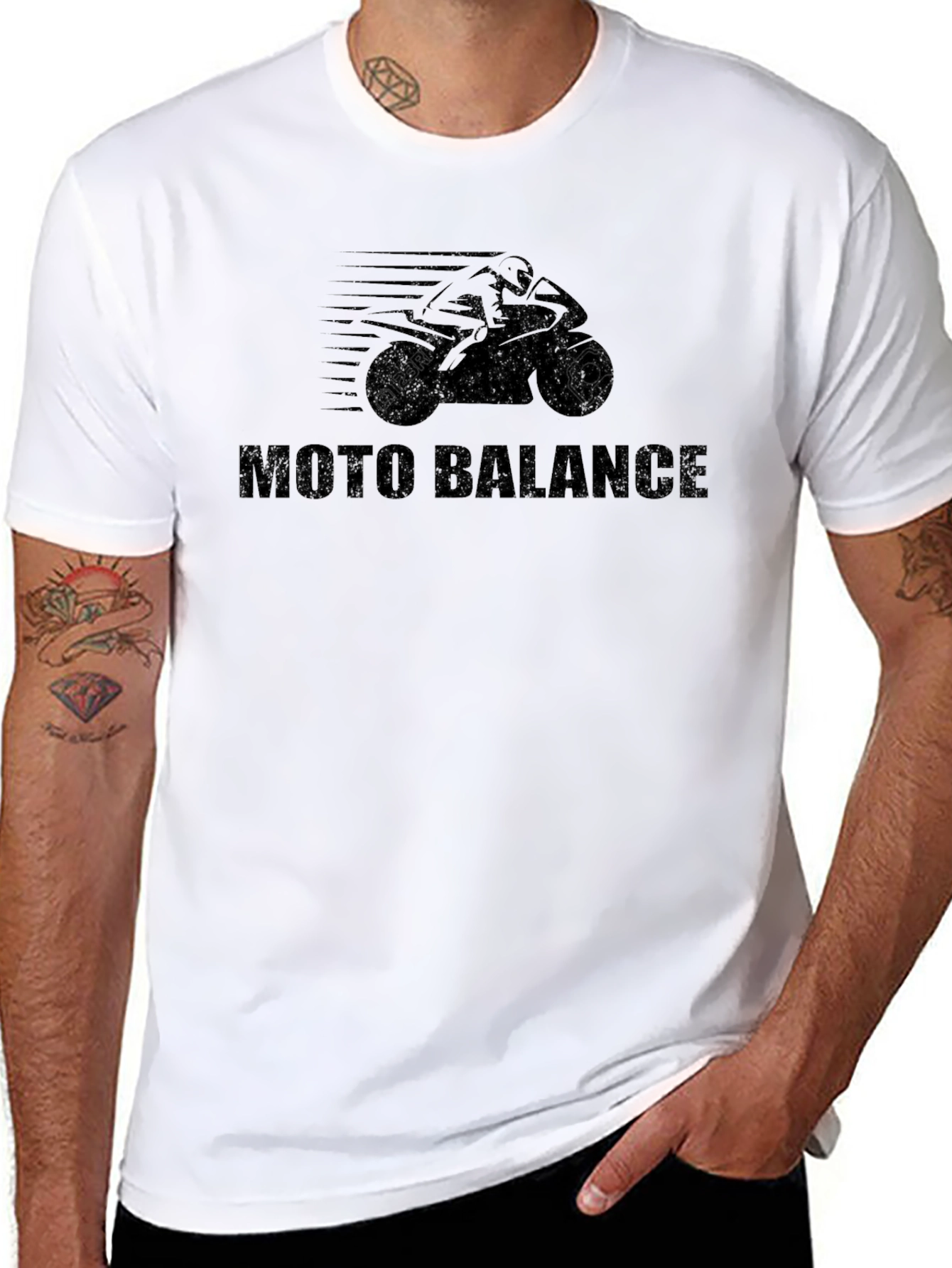 Moto Balance Black Graphic Tee