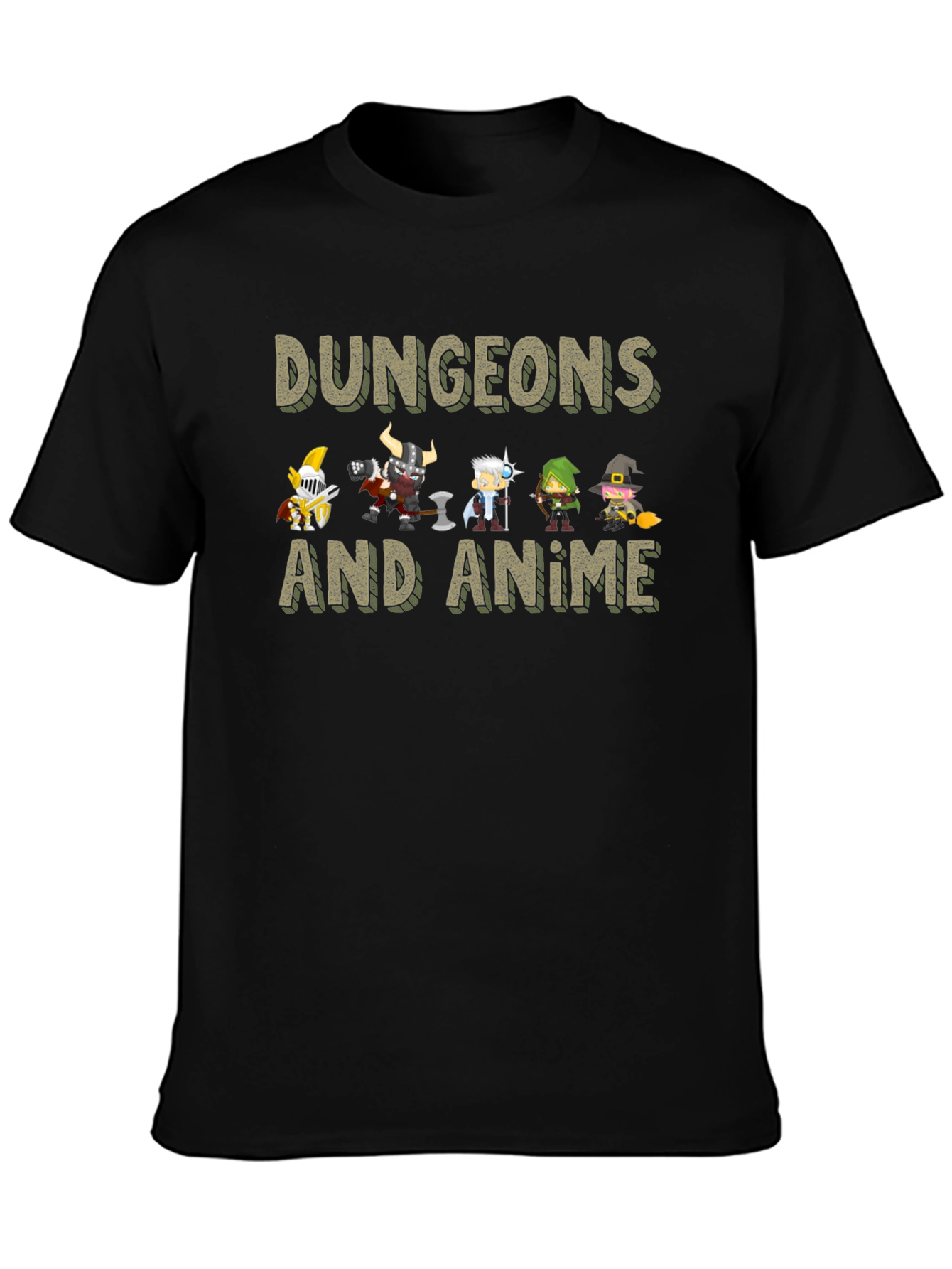 Dungeons and Anime Graphic Tee - Black Cotton Blend