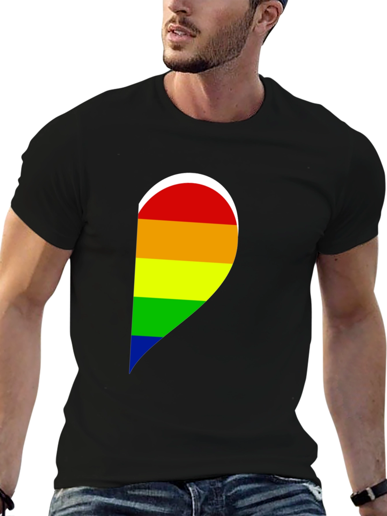 Pride Heart Graphic Black T-Shirt