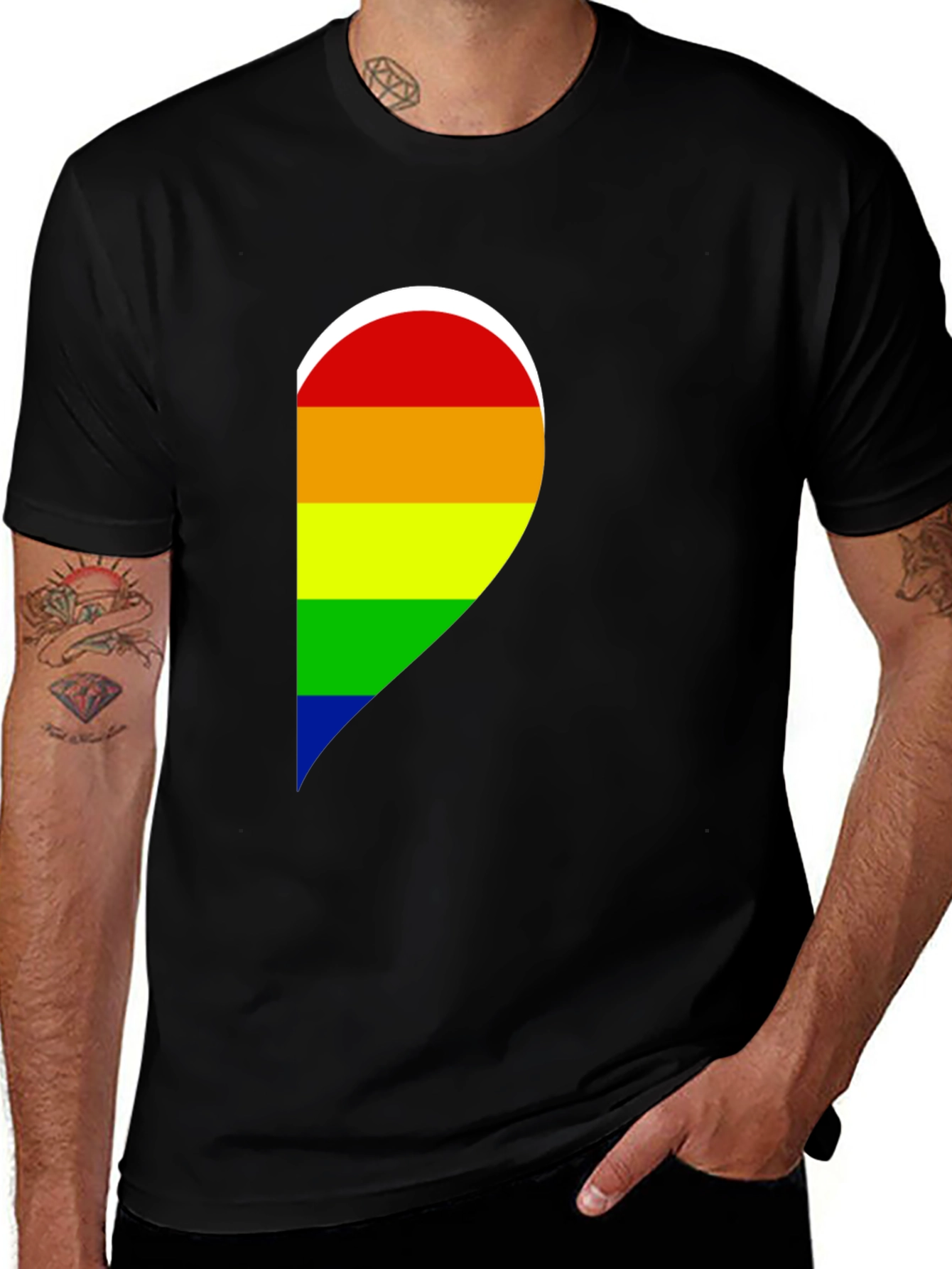 Pride Heart Graphic Black T-Shirt