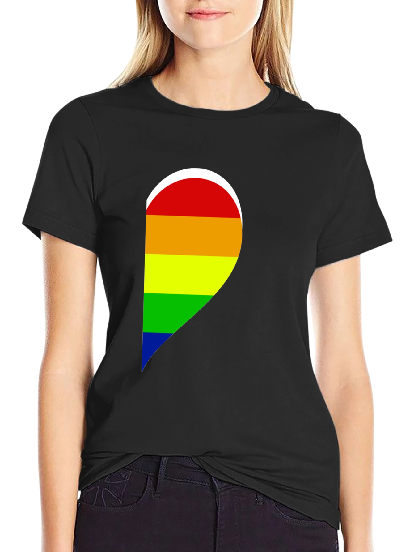 Pride Heart Graphic Black T-Shirt