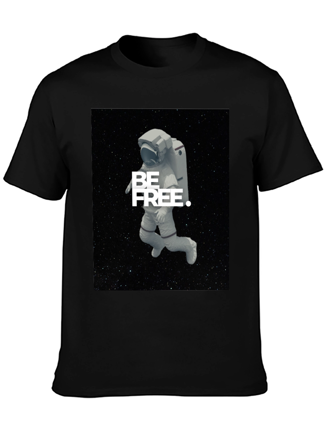 Astronaut Be Free Graphic Black T-Shirt