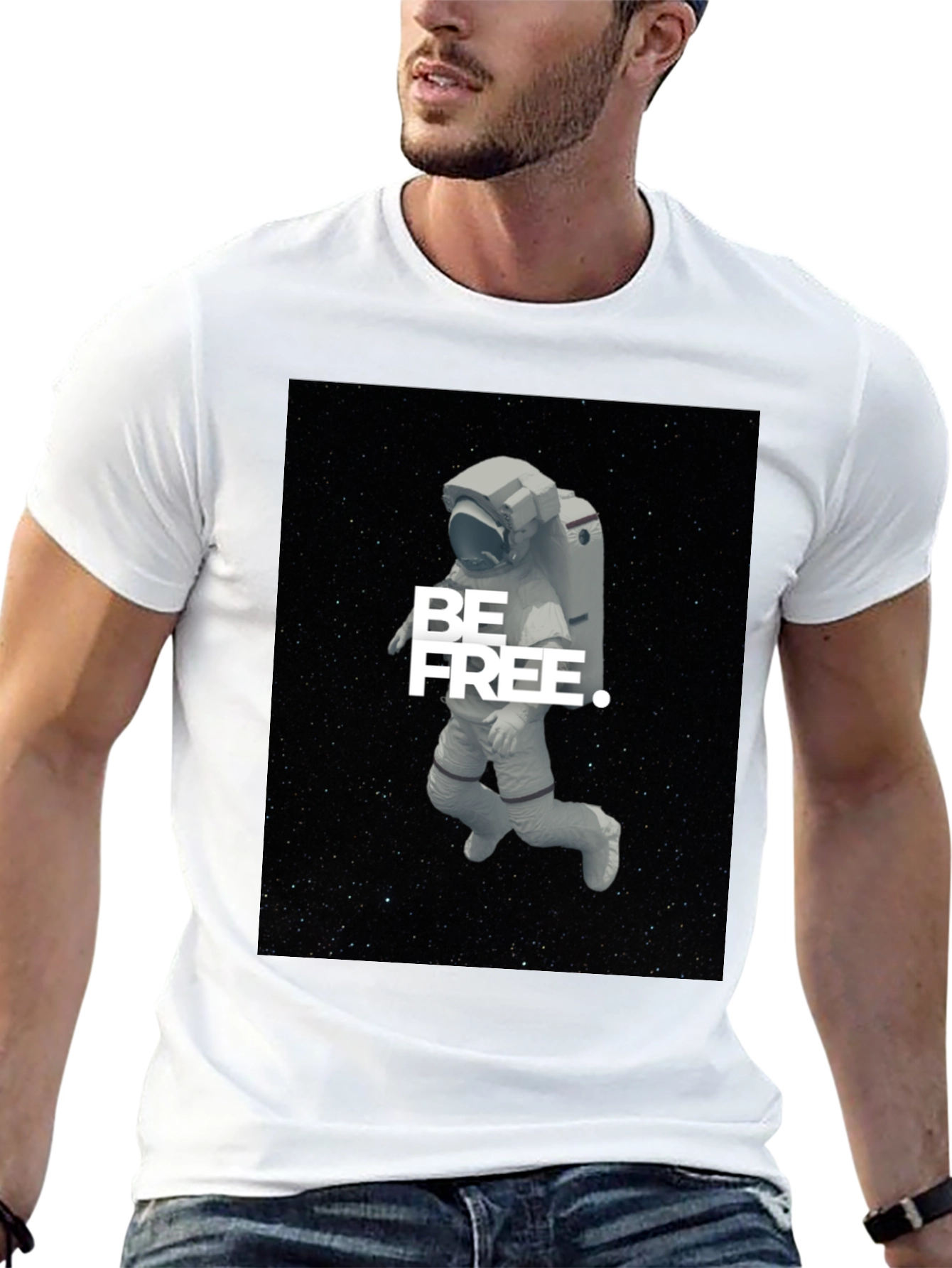 Astronaut Be Free Graphic Black T-Shirt