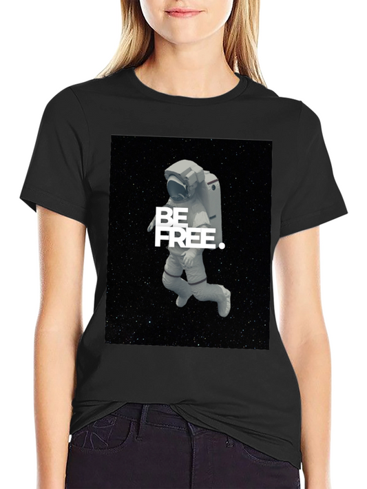Astronaut Be Free Graphic Black T-Shirt
