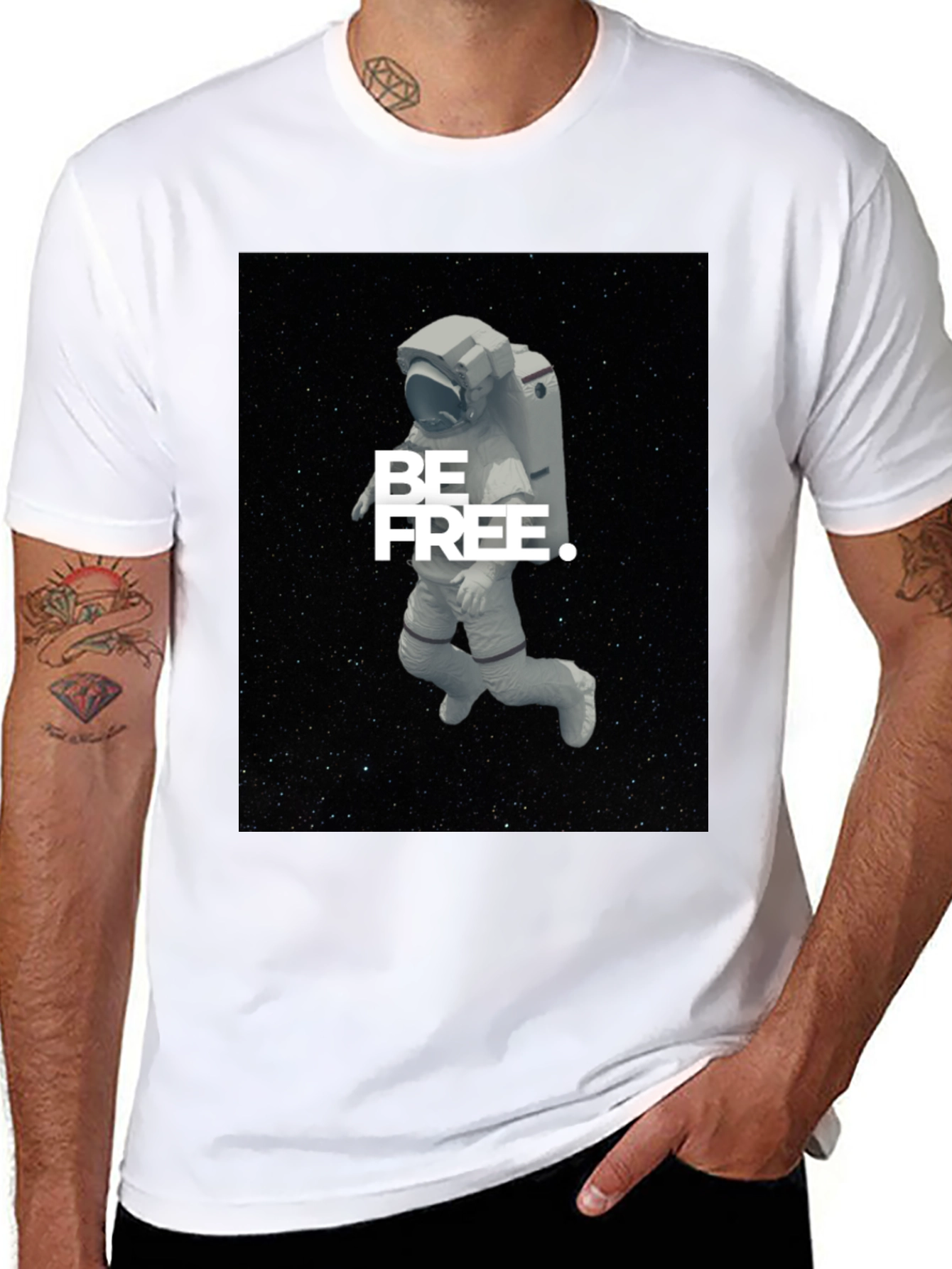 Astronaut Be Free Graphic Black T-Shirt