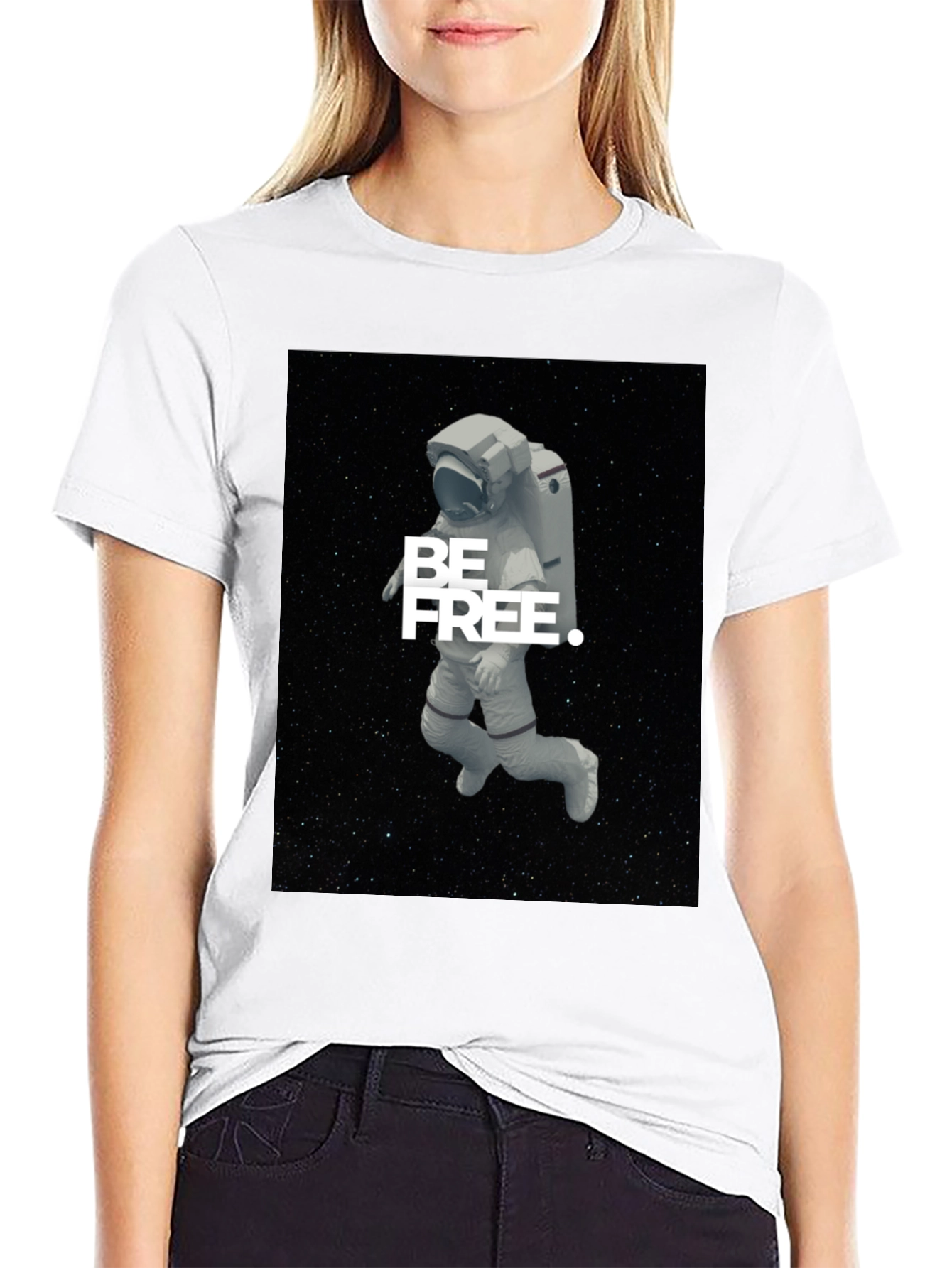 Astronaut Be Free Graphic Black T-Shirt