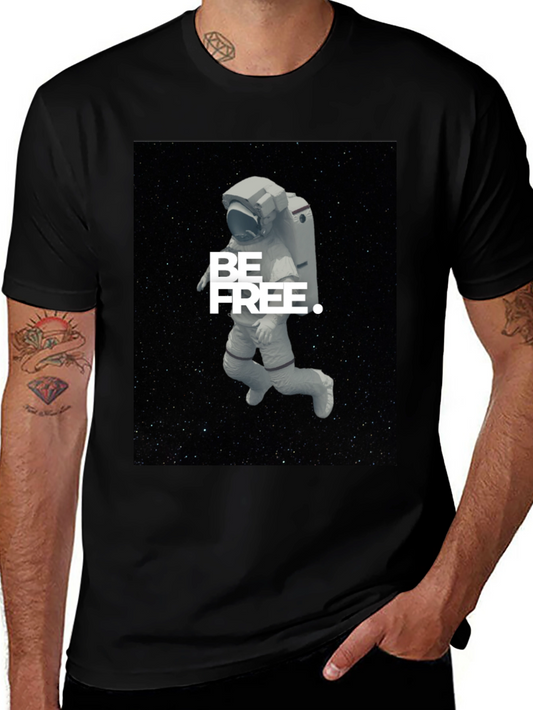 Astronaut Be Free Graphic Black T-Shirt