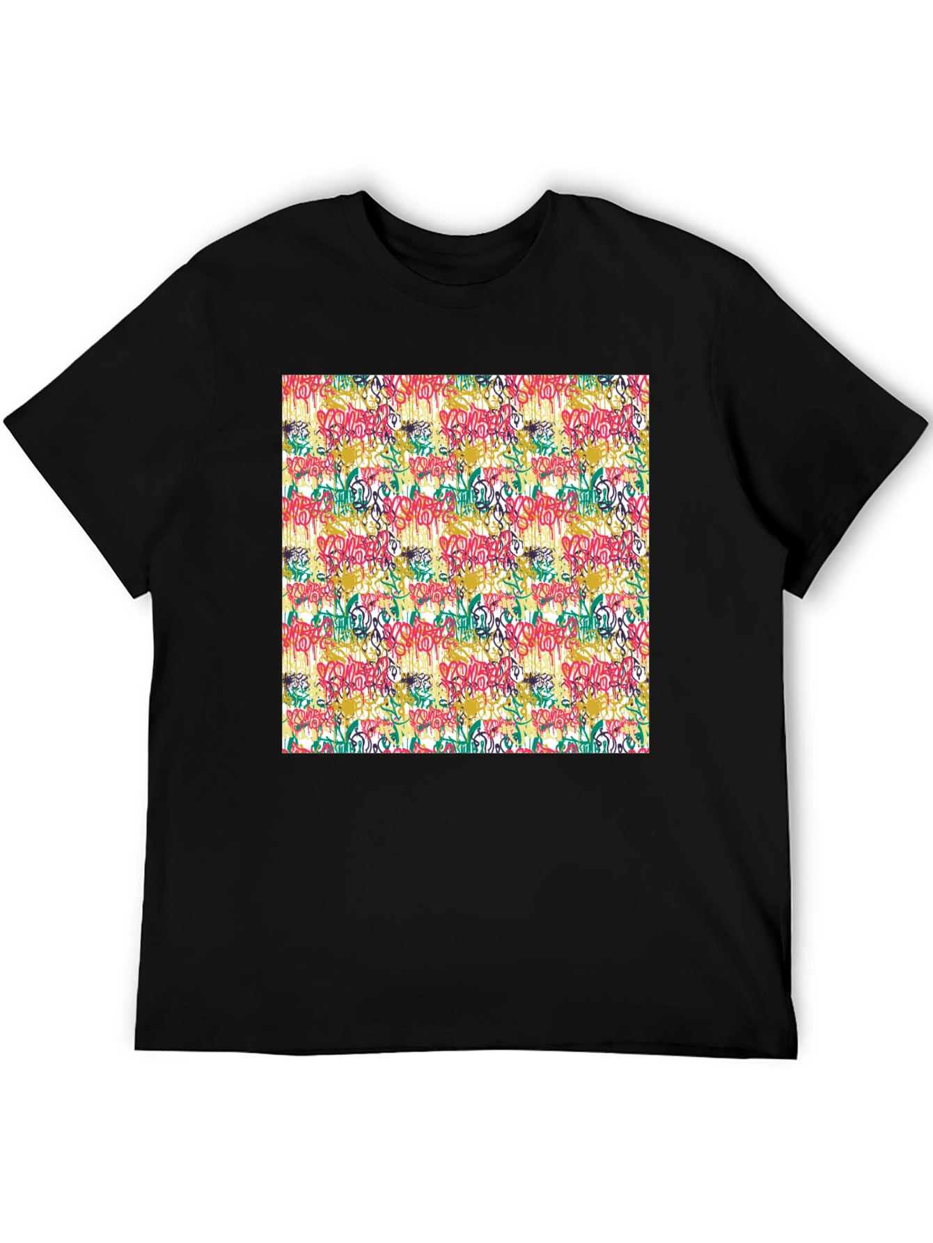 Graffiti Art Print Black T-Shirt