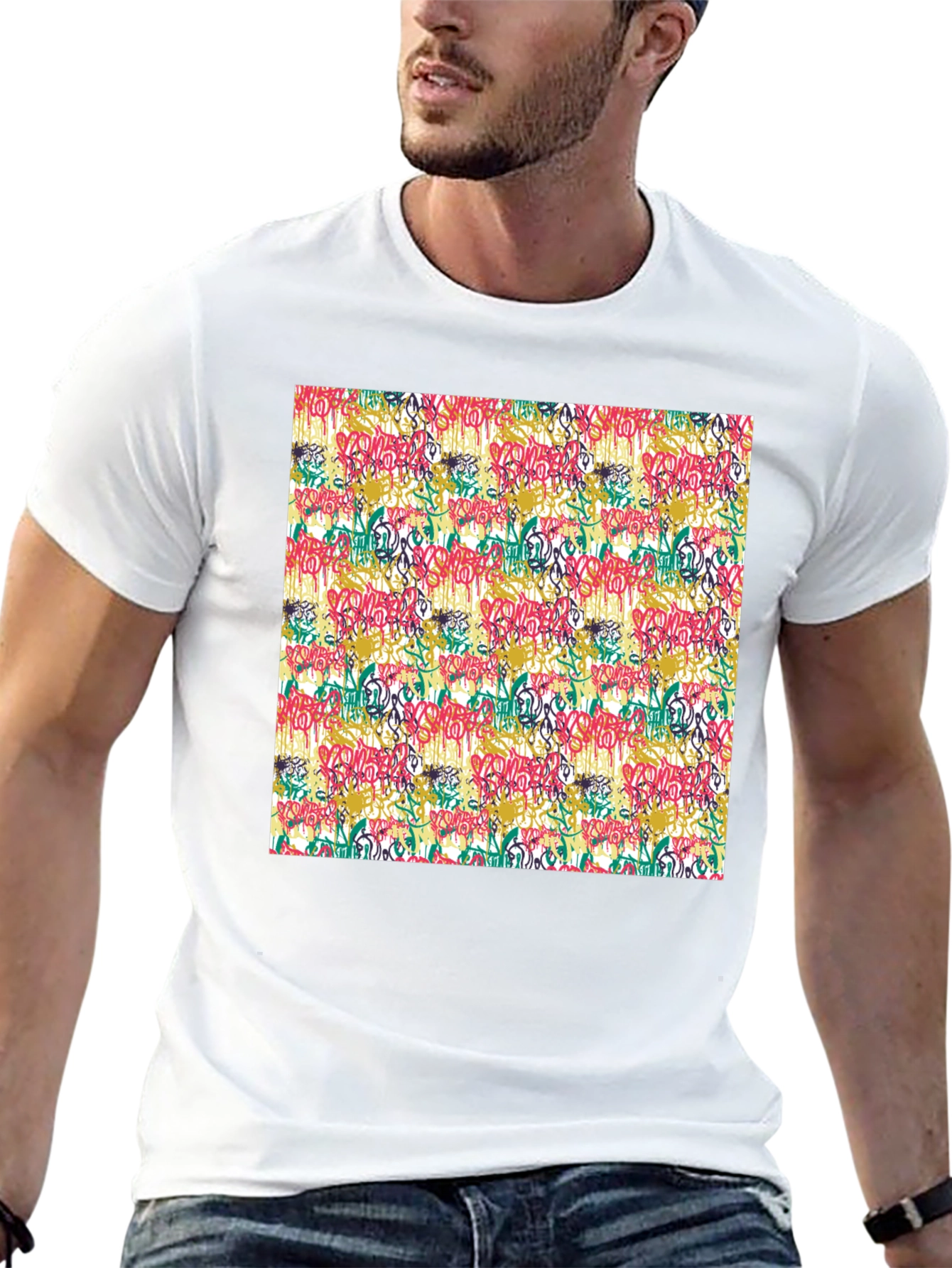 Graffiti Art Print Black T-Shirt