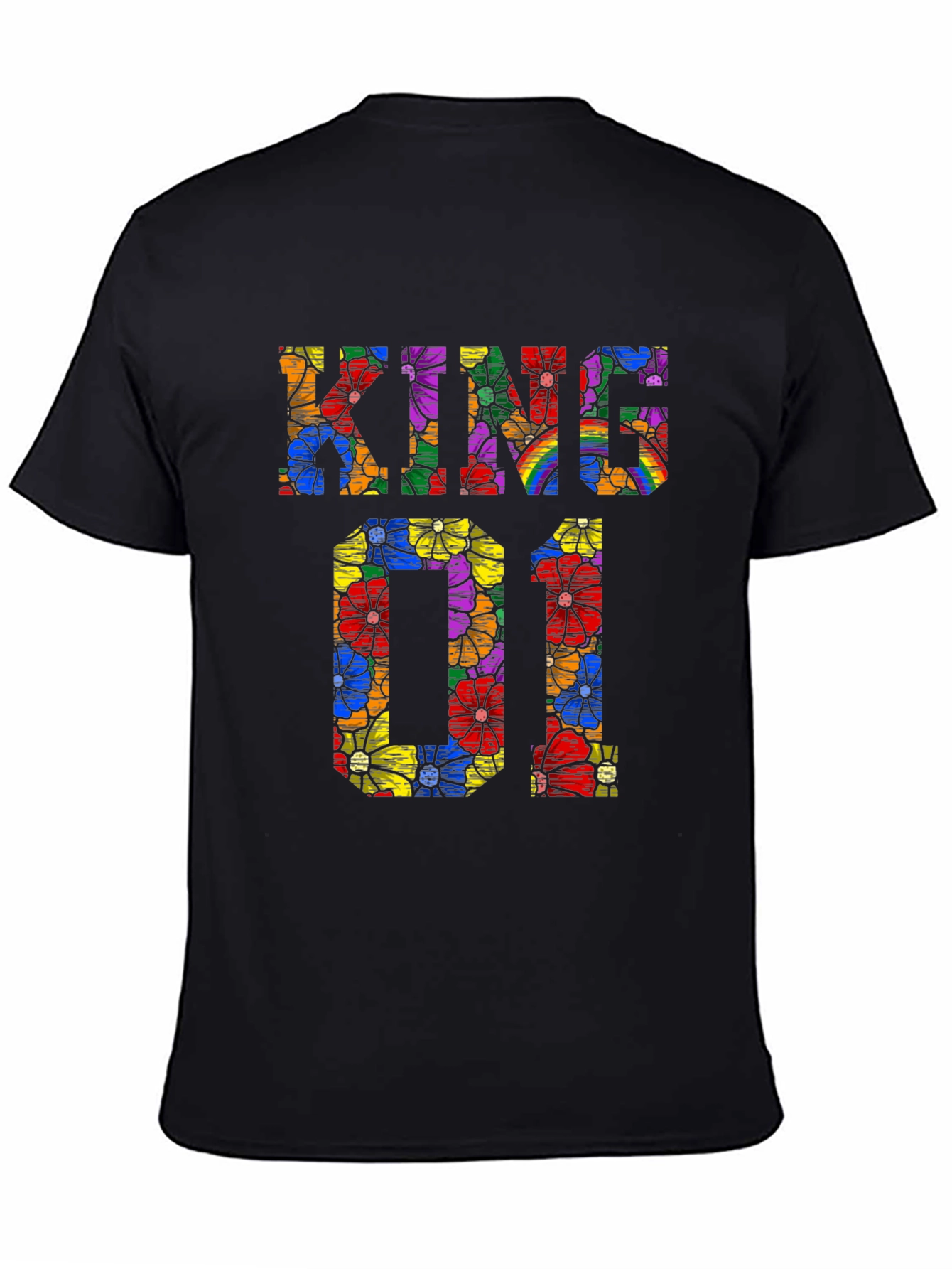 Kind 01 Floral Print Black T-Shirt