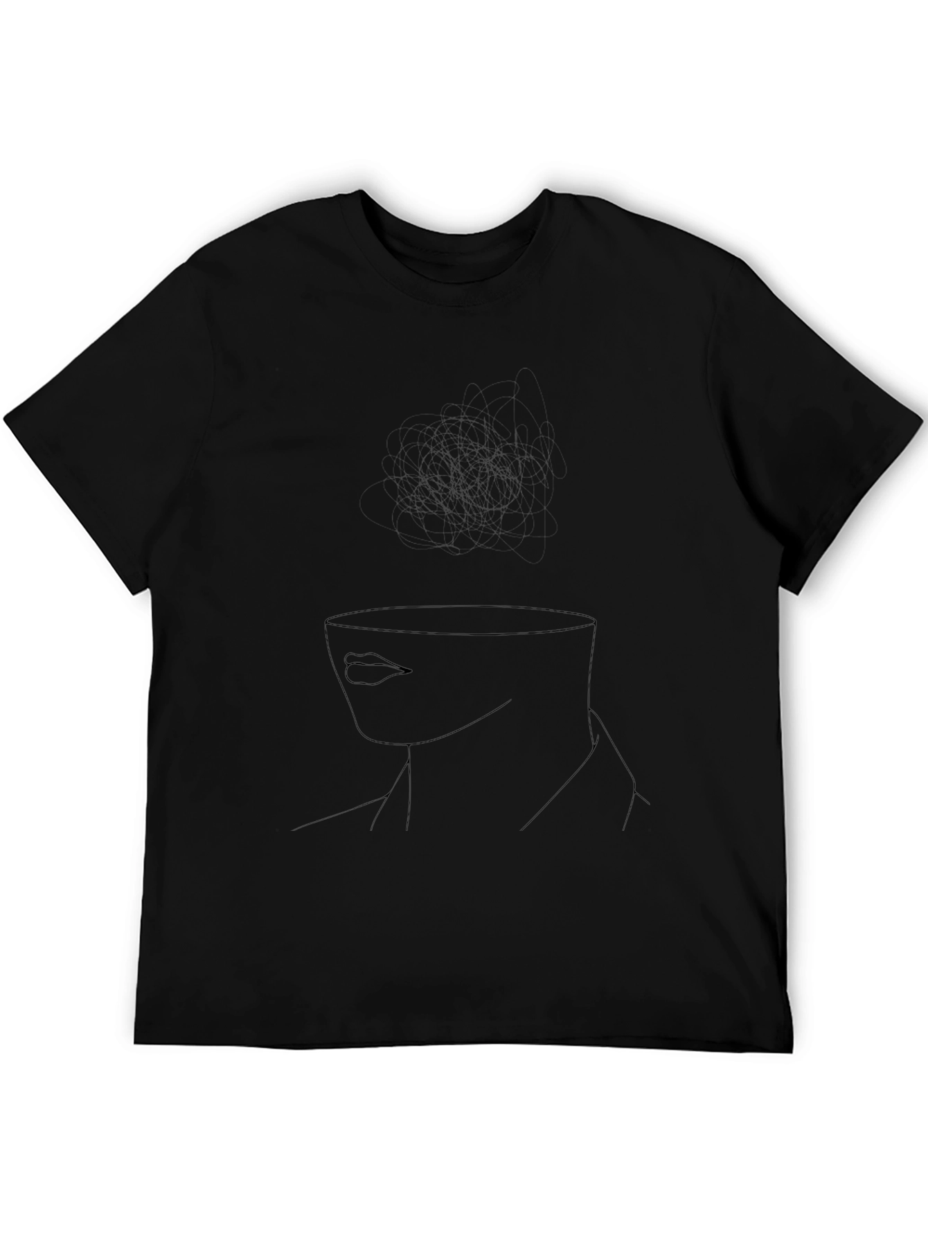 Abstract Head Outline Graphic Tee - Black