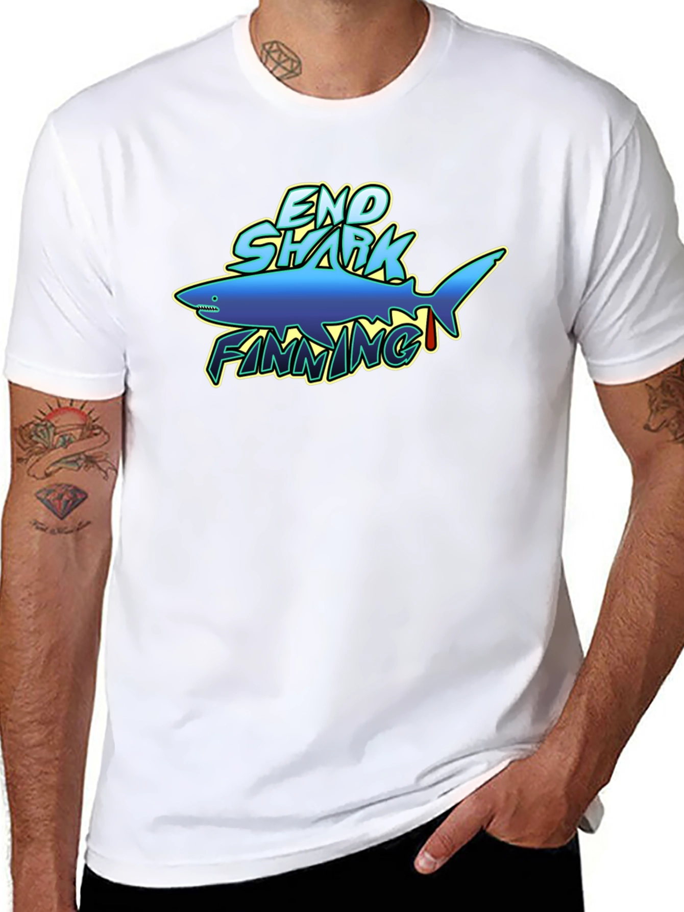 End Shark Finning Graphic Black T-Shirt