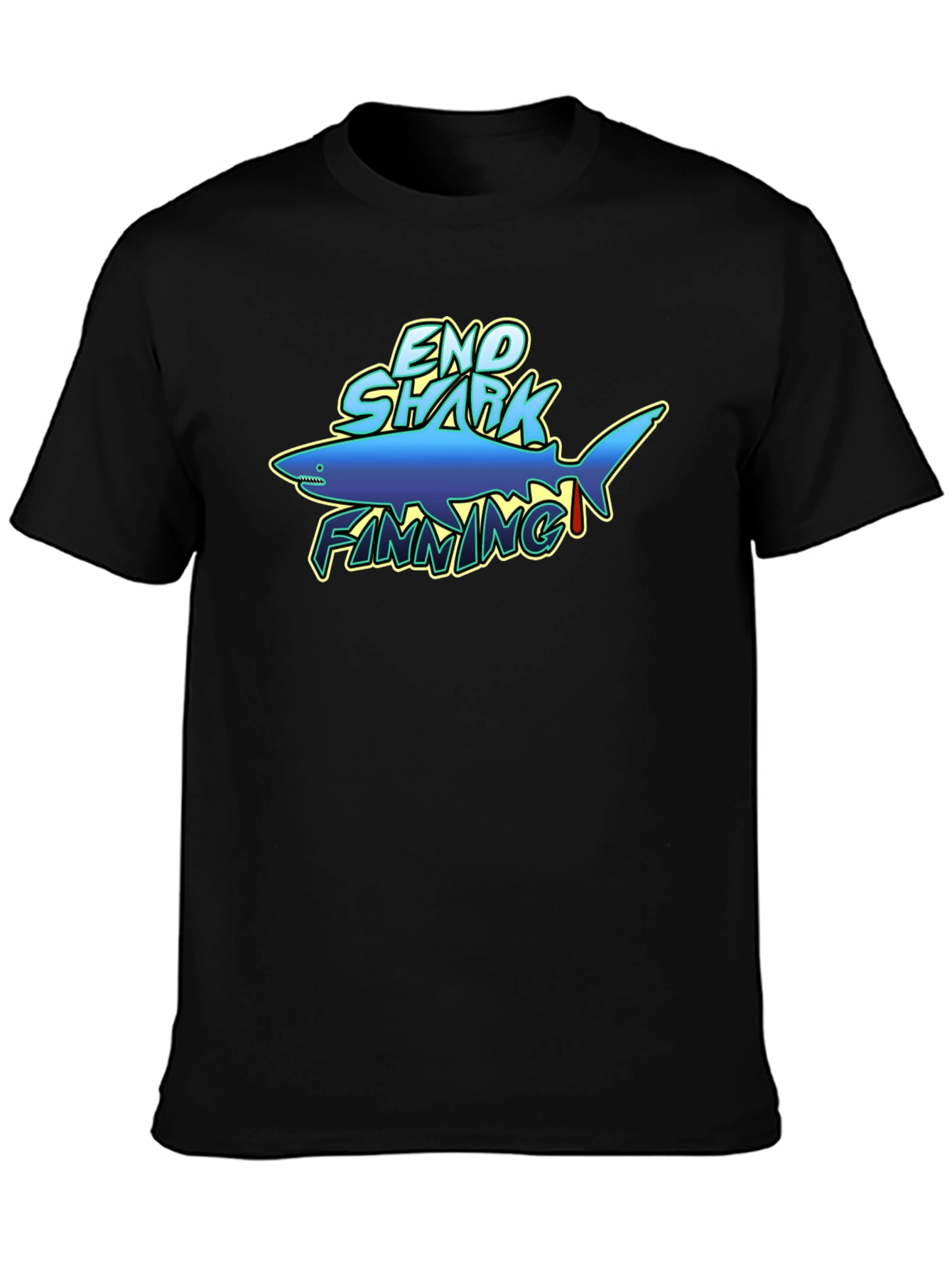 End Shark Finning Graphic Black T-Shirt