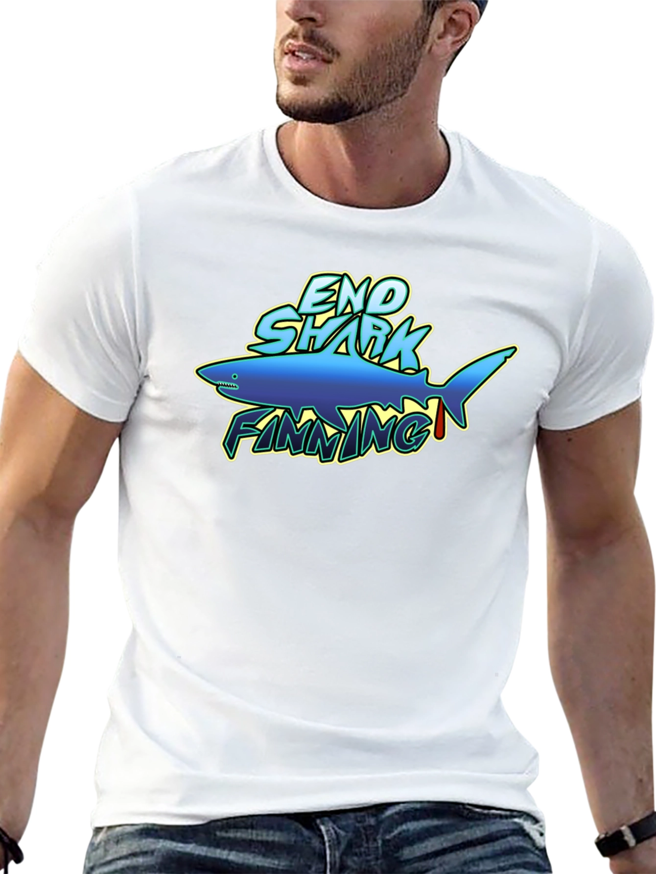 End Shark Finning Graphic Black T-Shirt