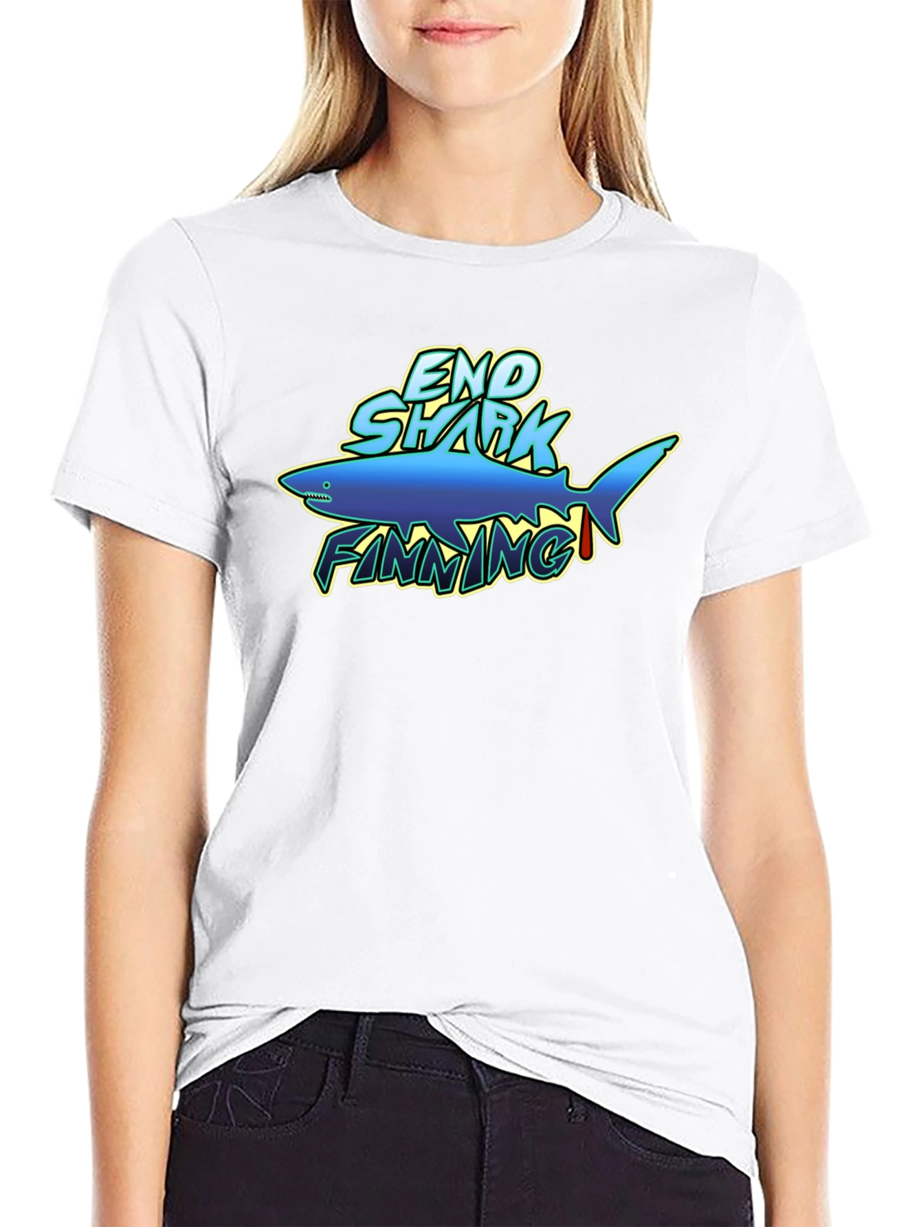 End Shark Finning Graphic Black T-Shirt