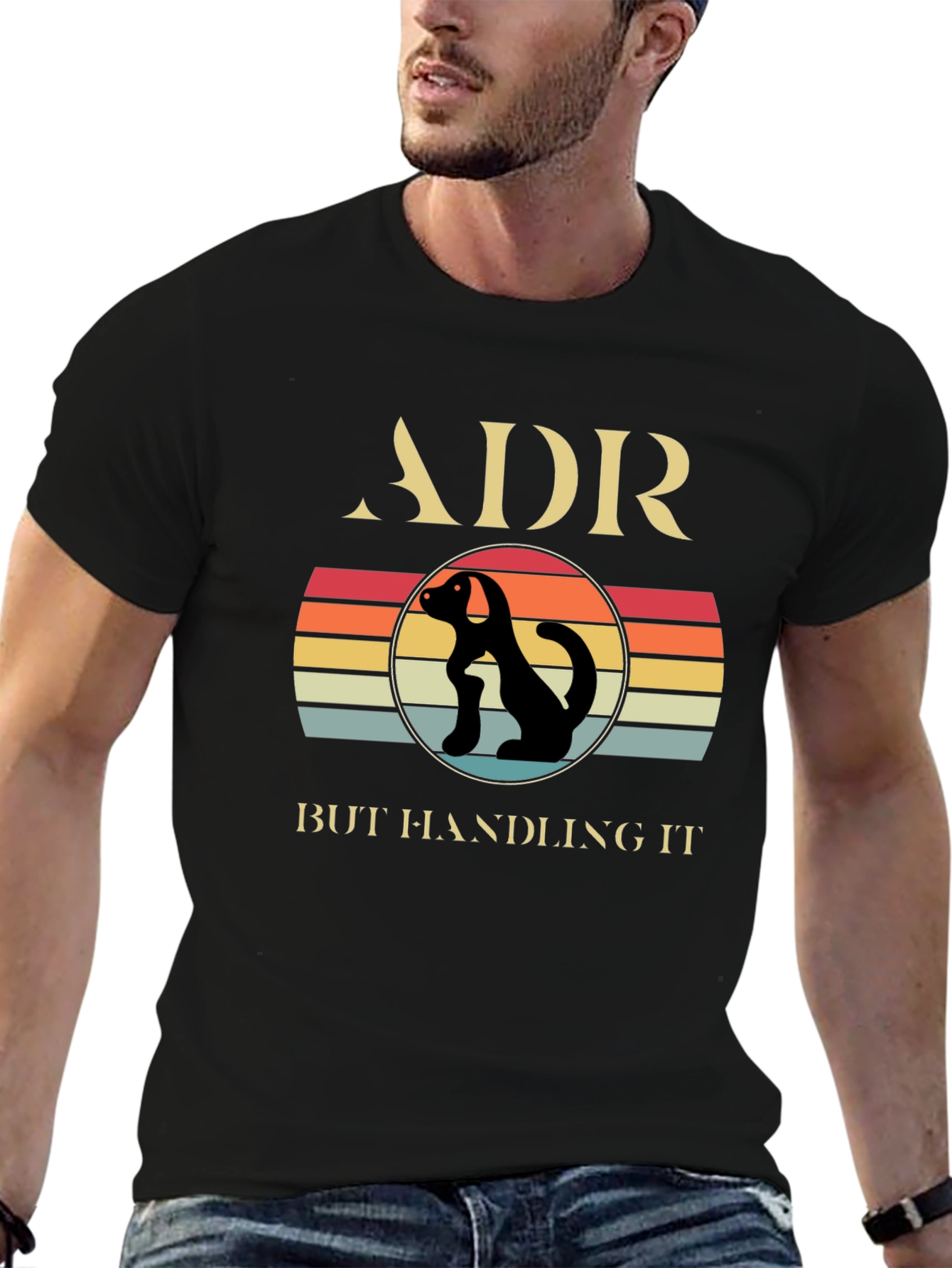 ADR Dog Silhouette Retro Style T-Shirt