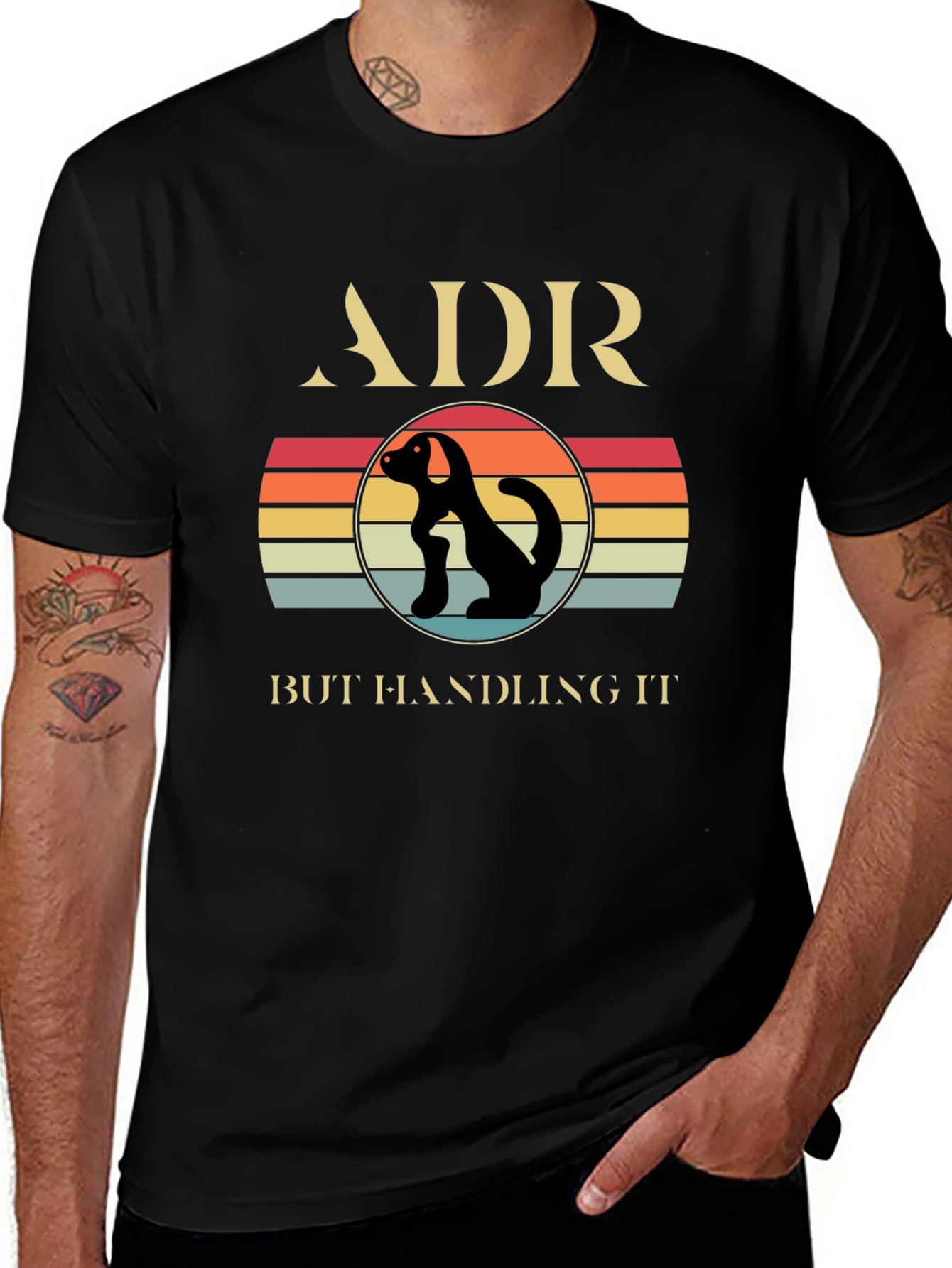 ADR Dog Silhouette Retro Style T-Shirt