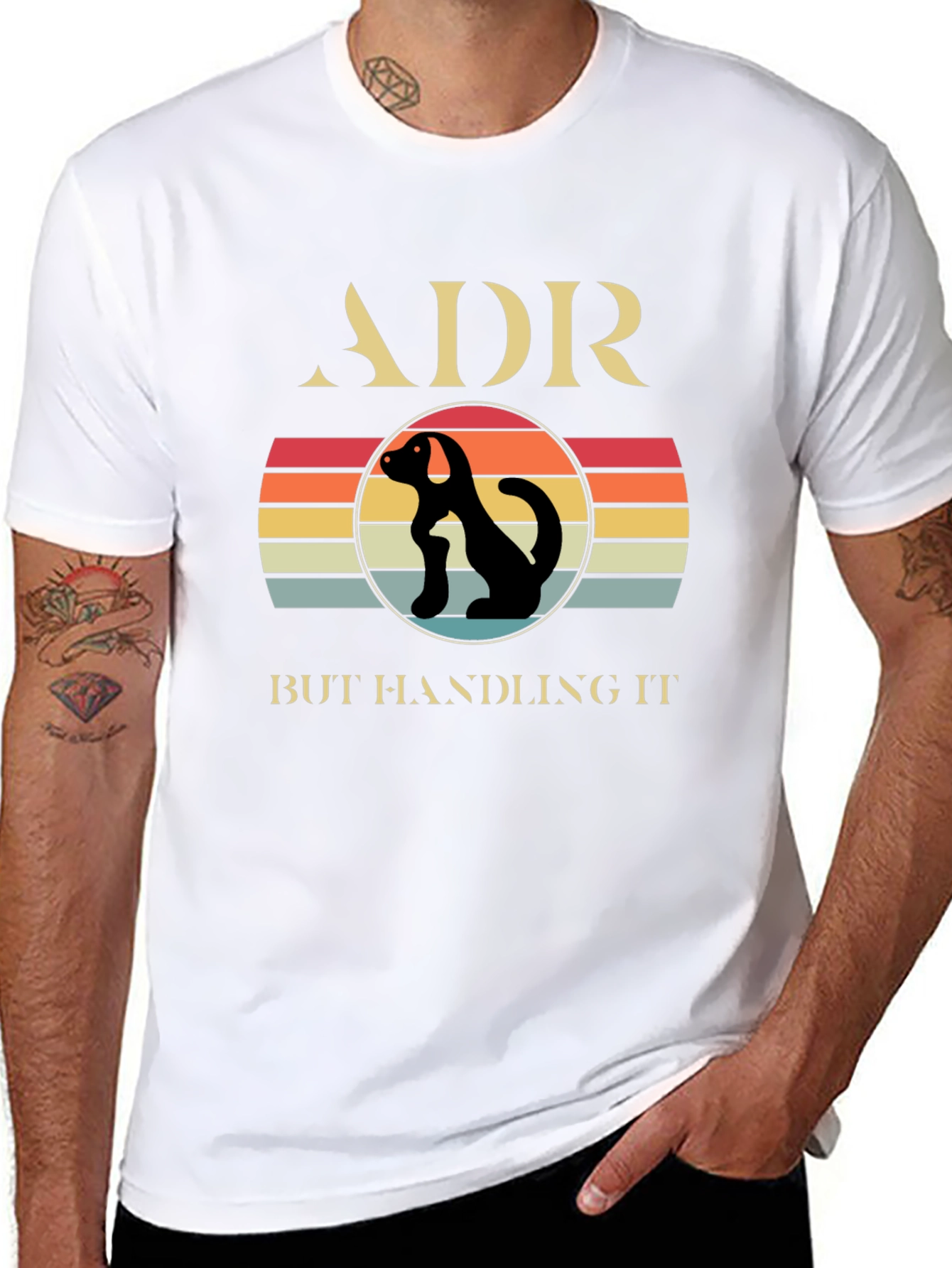 ADR Dog Silhouette Retro Style T-Shirt
