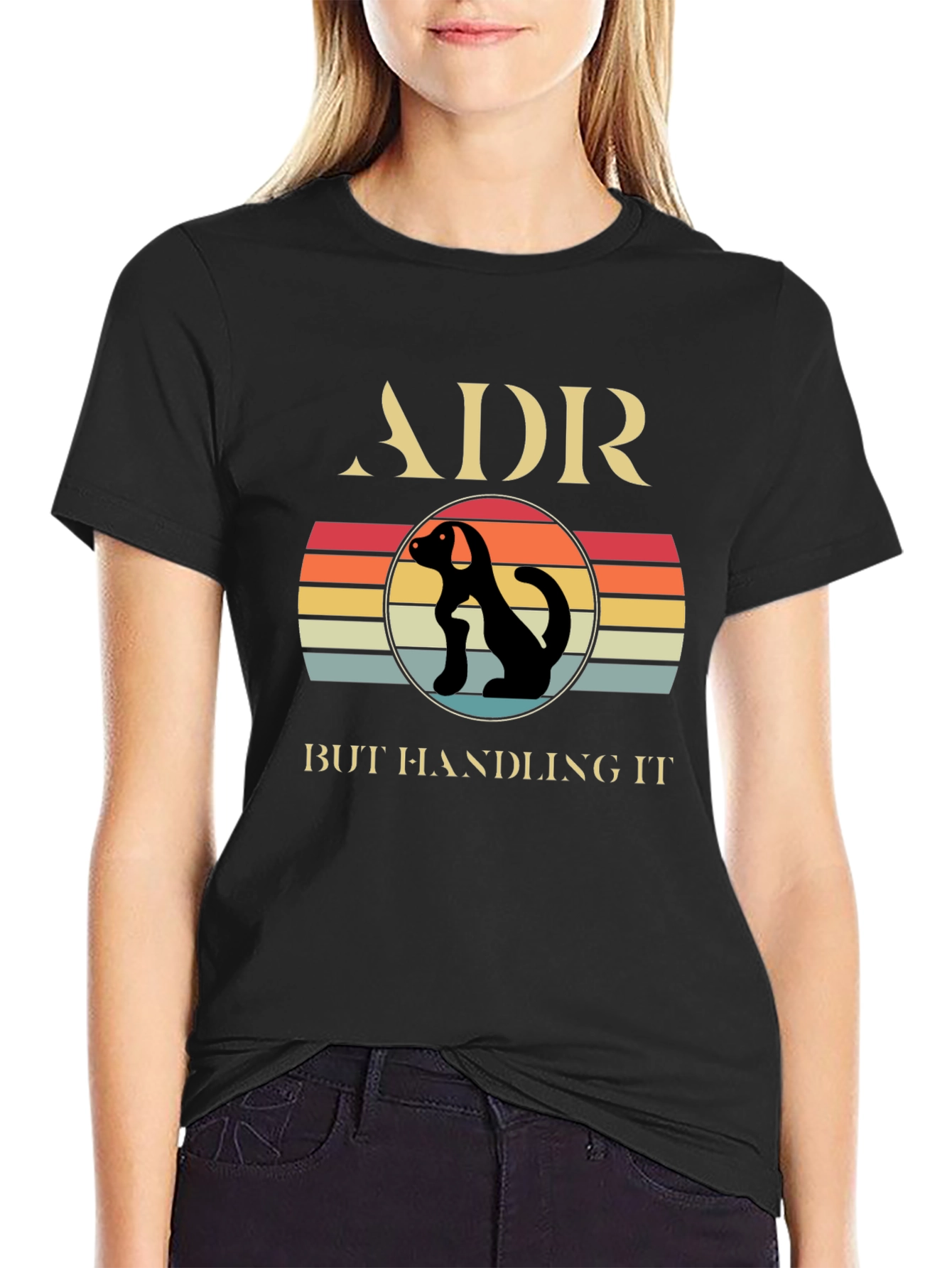 ADR Dog Silhouette Retro Style T-Shirt