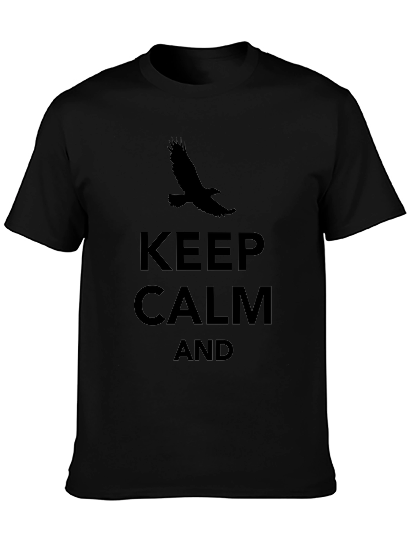 Keep Calm Eagle Graphic Tee - Black Casual T-Shirt