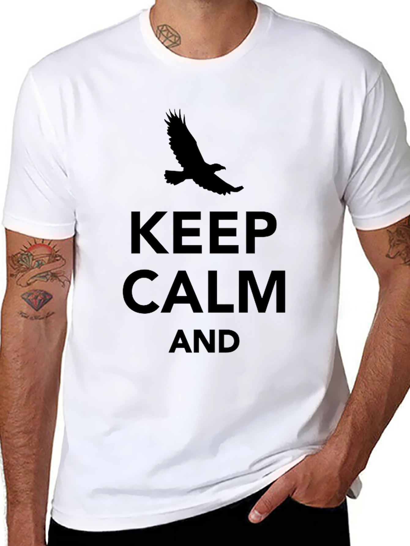 Keep Calm Eagle Graphic Tee - Black Casual T-Shirt
