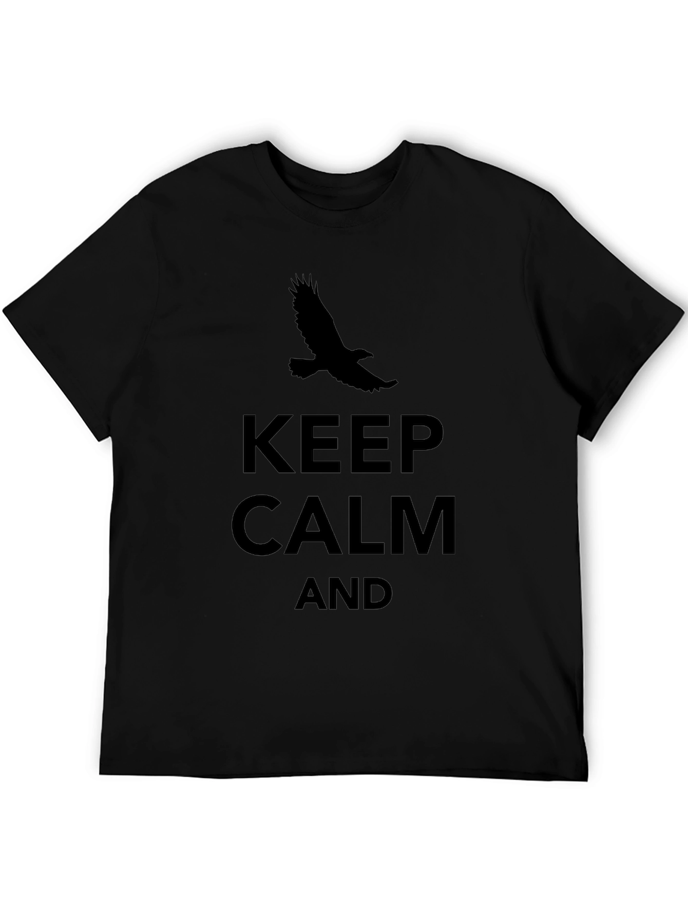 Keep Calm Eagle Graphic Tee - Black Casual T-Shirt