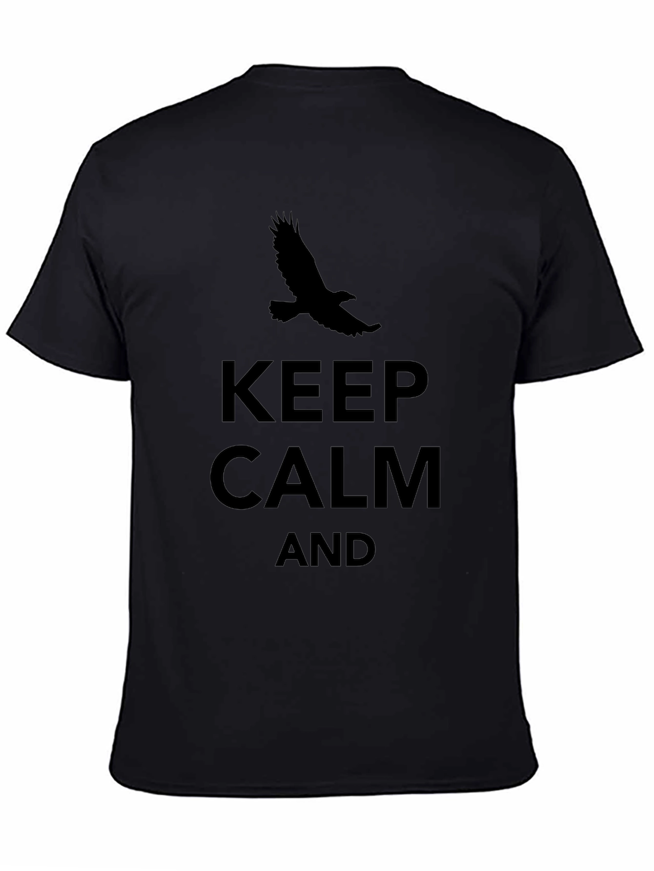 Keep Calm Eagle Graphic Tee - Black Casual T-Shirt