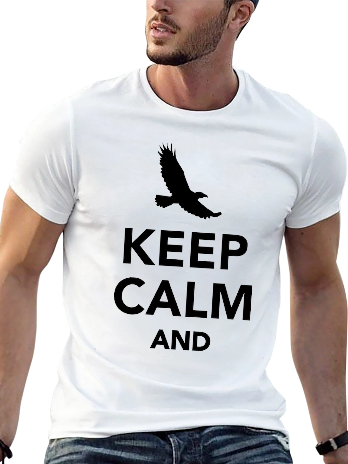 Keep Calm Eagle Graphic Tee - Black Casual T-Shirt