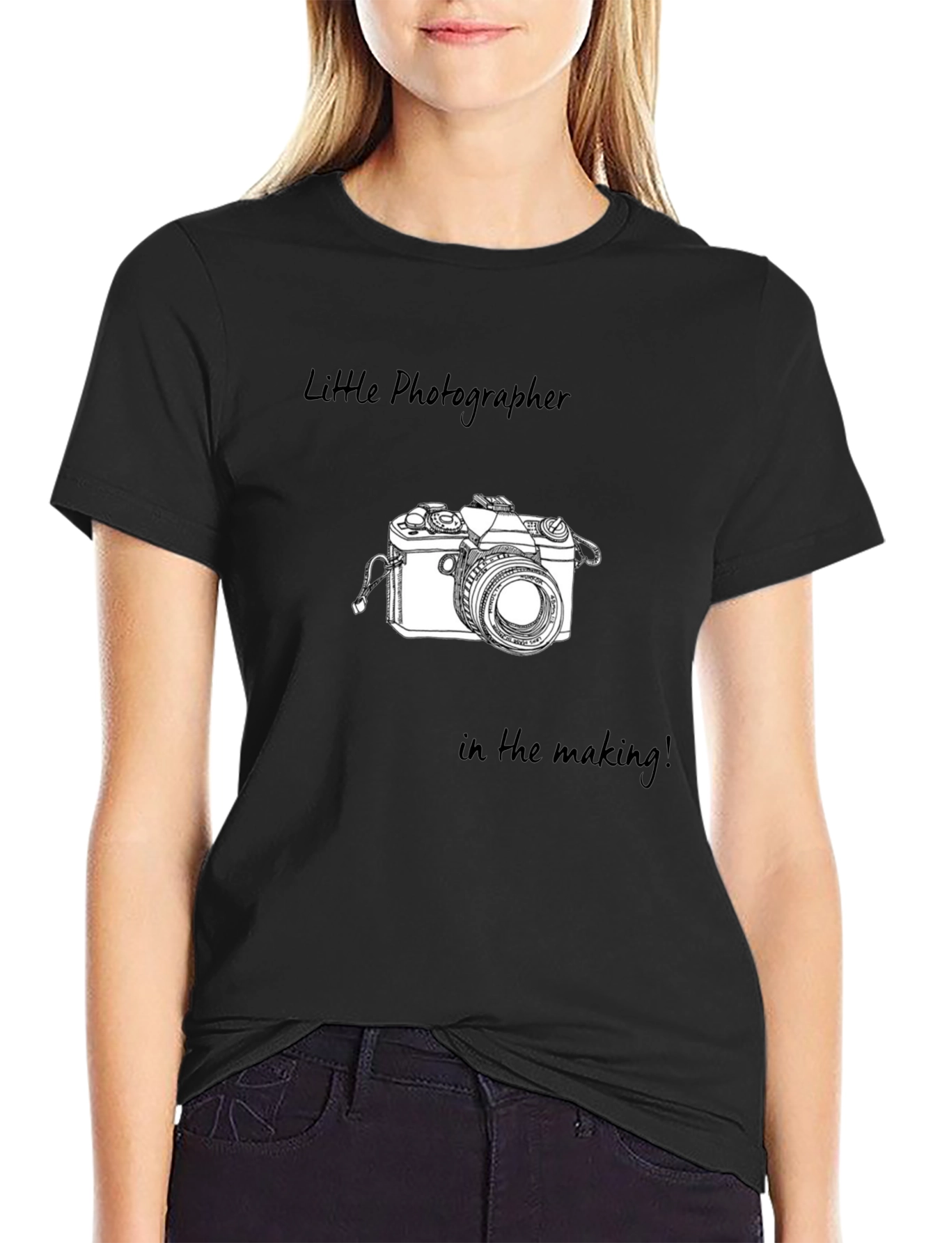 Little Photographer Tee - Black Graphic T-Shirt