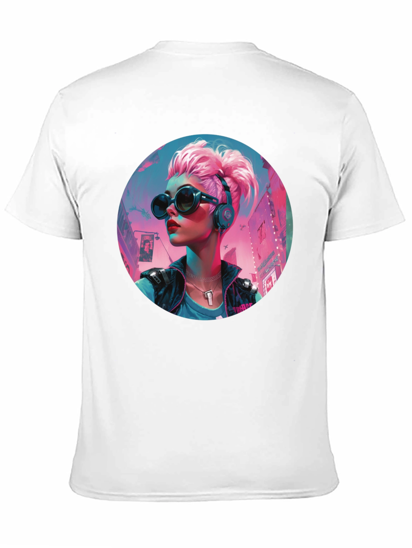 Cyberpunk Girl Graphic Tee - Black Cotton T-Shirt