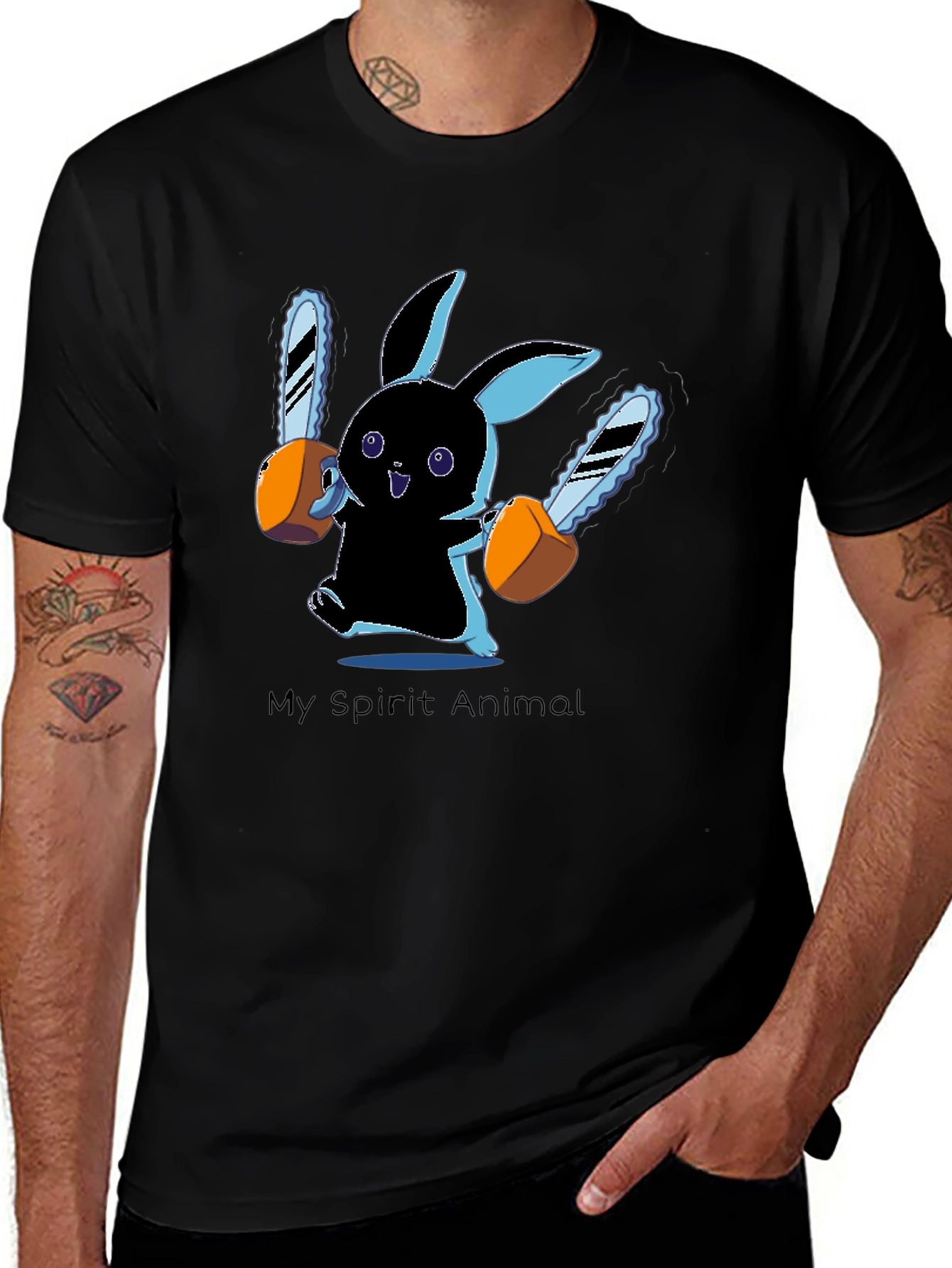My Spirit Animal Chainsaw Bunny Black T-Shirt