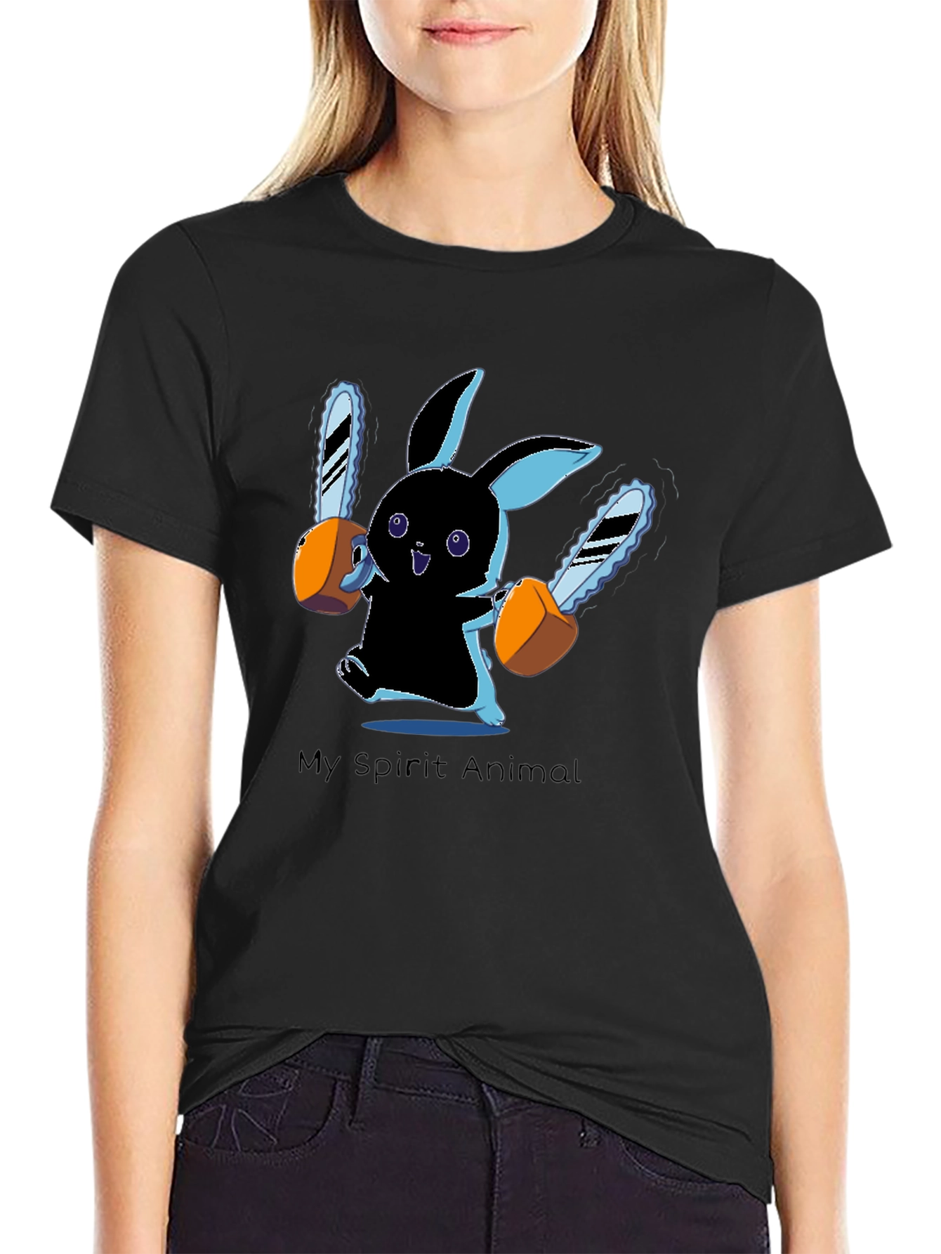 My Spirit Animal Chainsaw Bunny Black T-Shirt