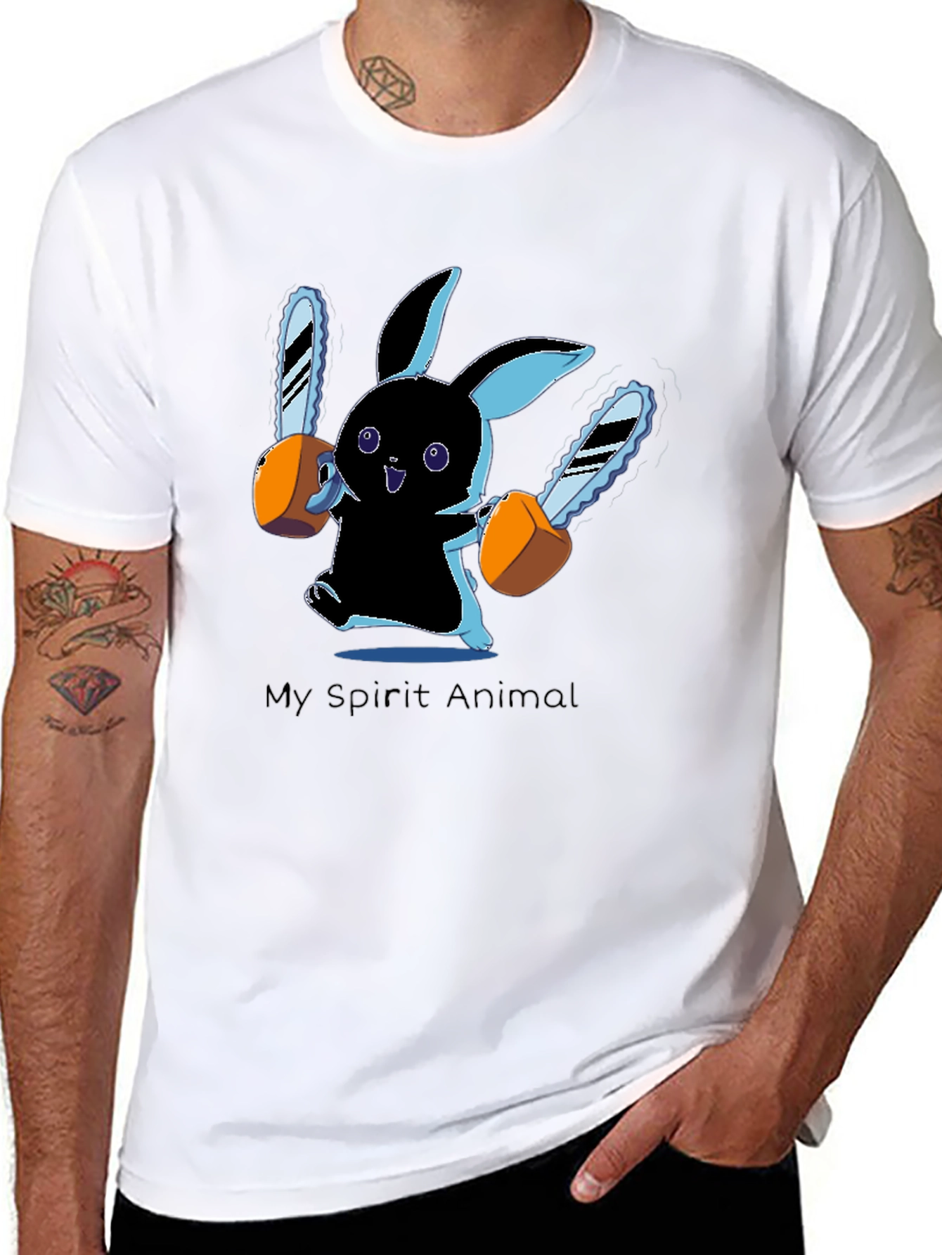 My Spirit Animal Chainsaw Bunny Black T-Shirt
