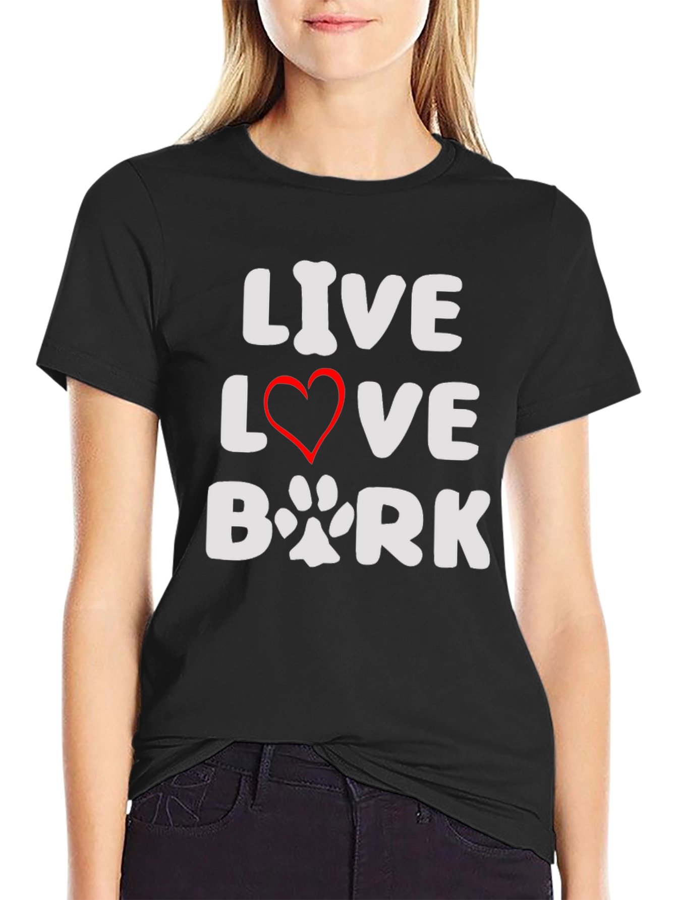 Live Love Bark Black T-Shirt - Dog Lover Tee