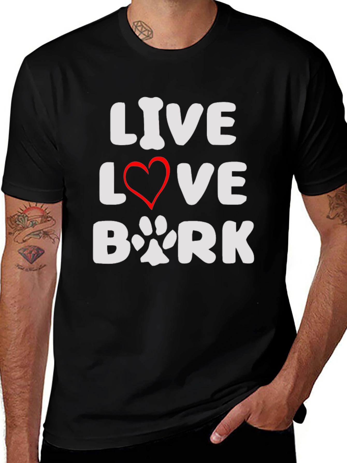 Live Love Bark Black T-Shirt - Dog Lover Tee